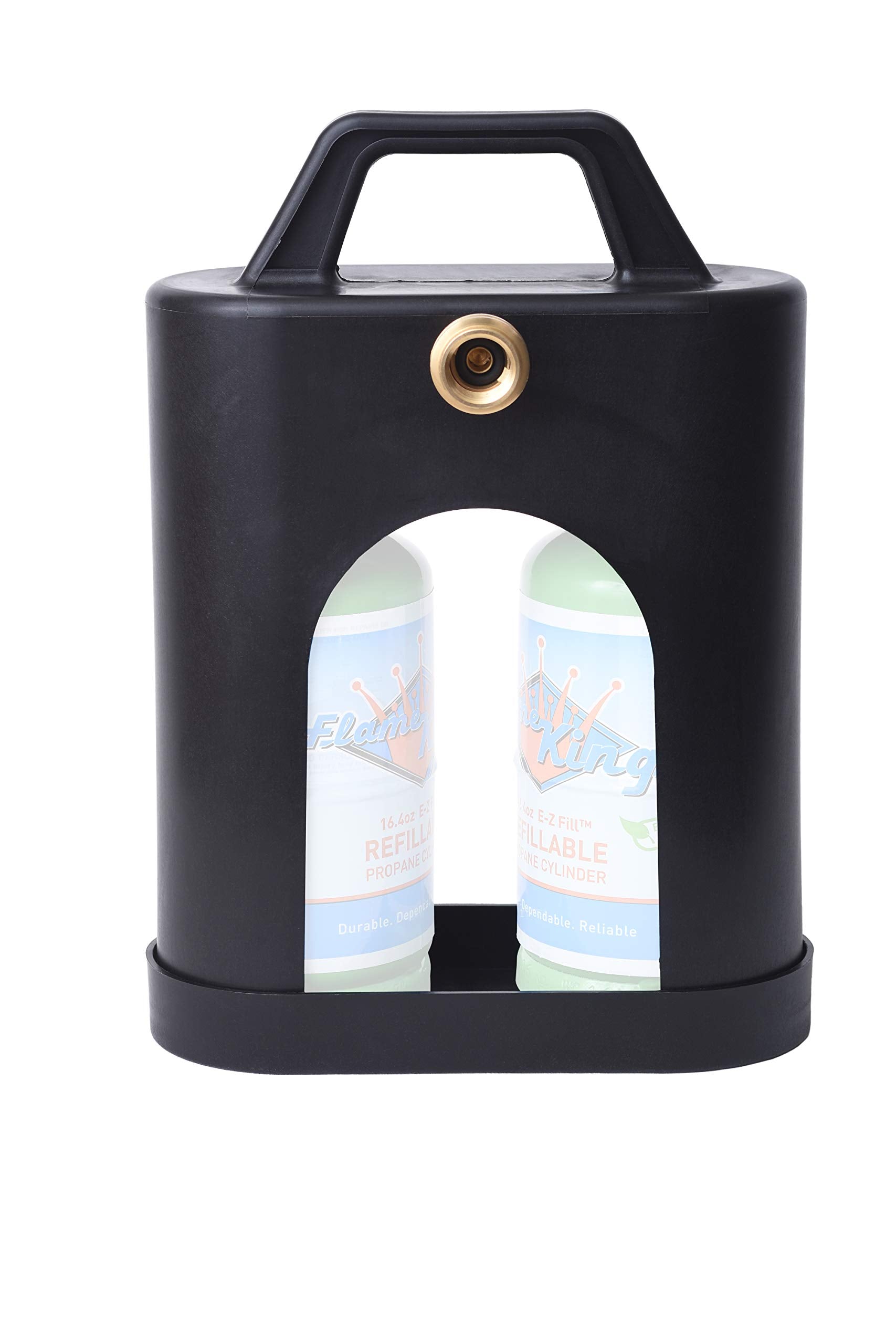 Flame King ProBoost YSN1LBPB Dual 1LB Propane Tank Carrier QCC Outlet, Black