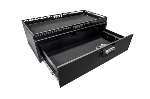 Security Drawer Tuffy with Shelf – Universal Fit for Mid-Sized SUVs | Heavy-Duty Locking Cargo Storage Box | Black Steel, 85 lb Capacity
