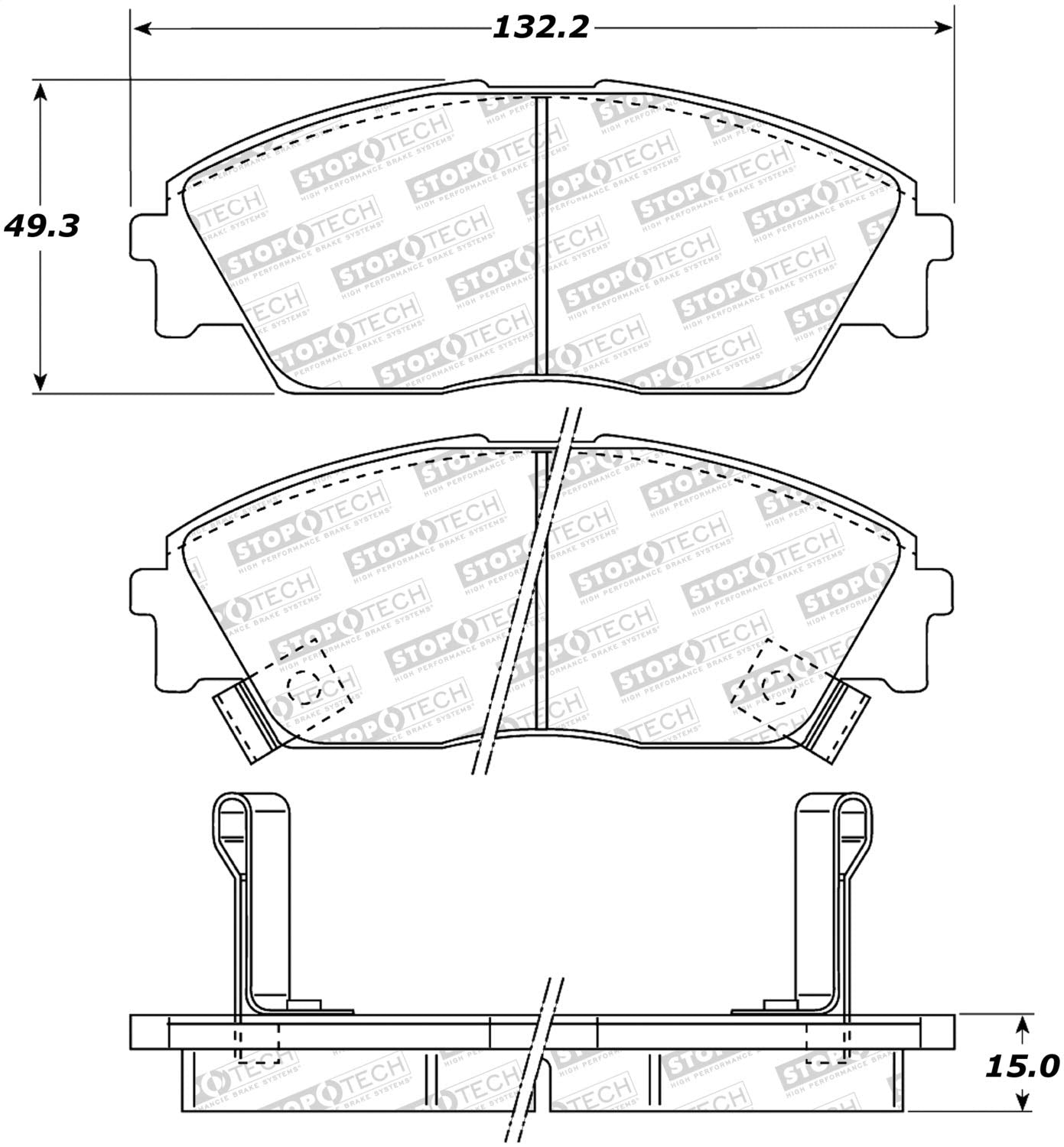 Front StopTech 308.03730 Brake Pads with Shims and Hardware Street