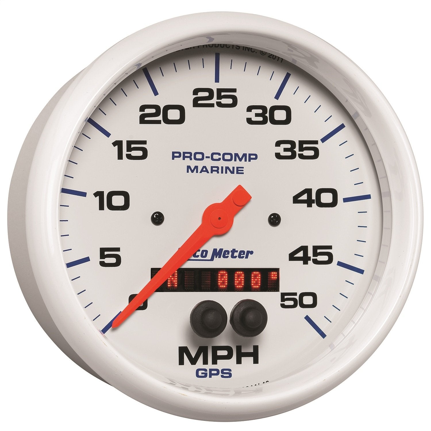 Speedometer AutoMeter 200644 Gauge (Marine White 5", 50Mph, GPS, Marine White)