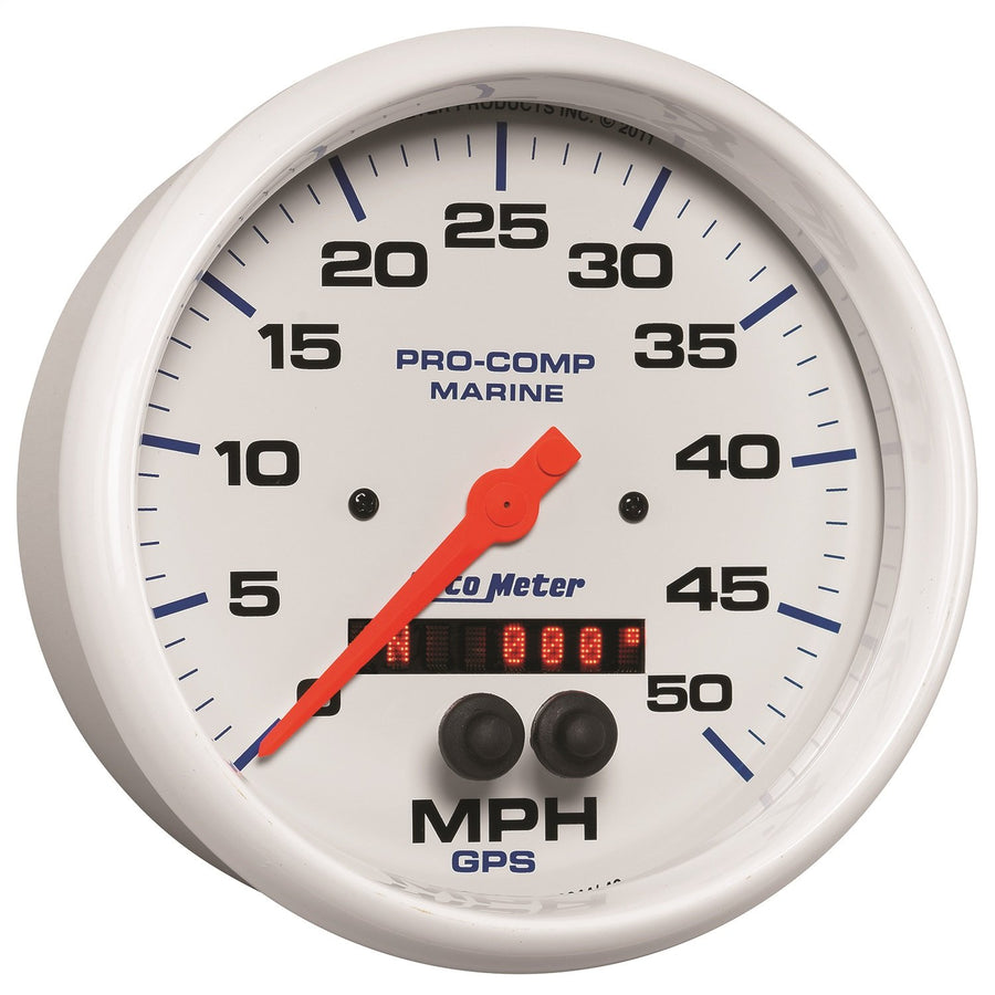 Speedometer AutoMeter 200644 Gauge (Marine White 5", 50Mph, GPS, Marine White)