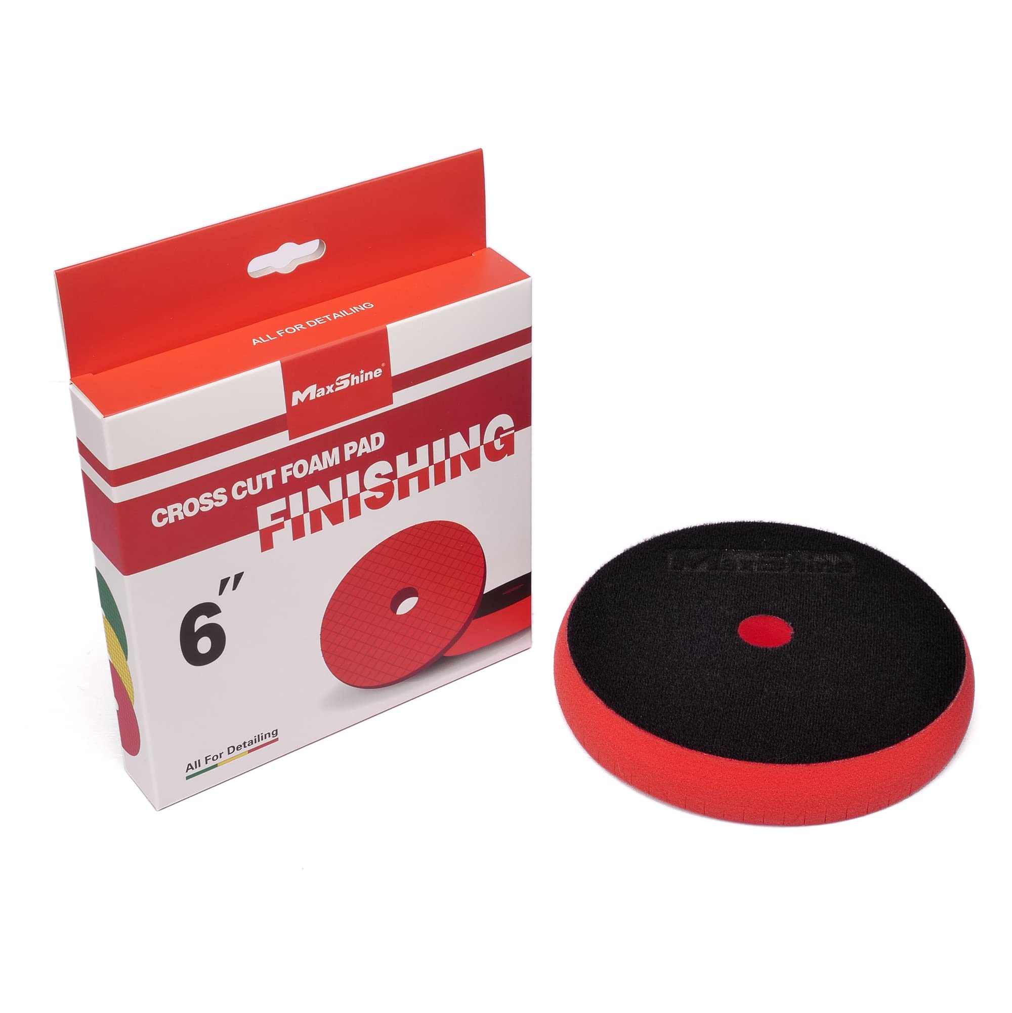 Maxshine 6" Cross Cut Universal Polishing Foam Pad for Finishing – Hook & Loop – Compatible with DA & Rotary Polishers – Cross Cut Design for Heat Control & Efficient Compound Delivery