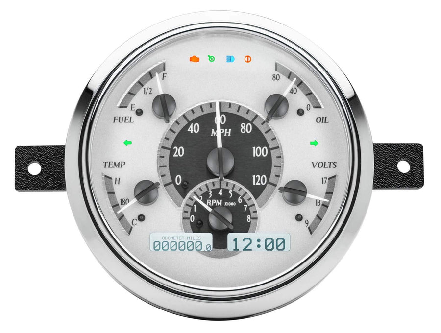 Dakota Digital VHX-49F-S-W Analog Dash Gauges System Compatible with 1949-50 Ford Car Silver Alloy White Backlighting