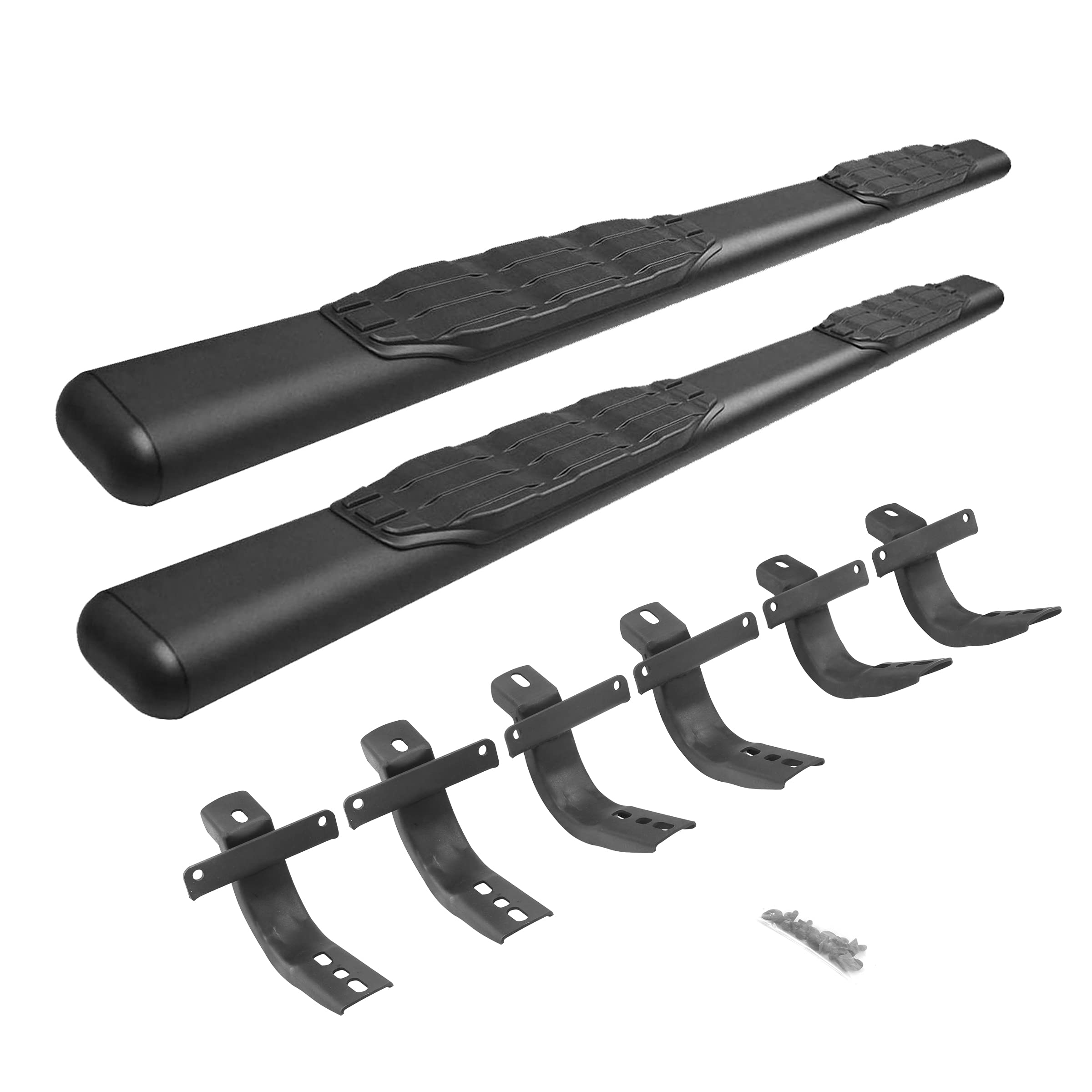 5" Oval Go Rhino 1000 Series Sidesteps & Brackets | Galvanized Steel, Textured Black | 105412973T | Fits 2021-2025 Ford Bronco 4-Door (Excludes Bronco Sport)