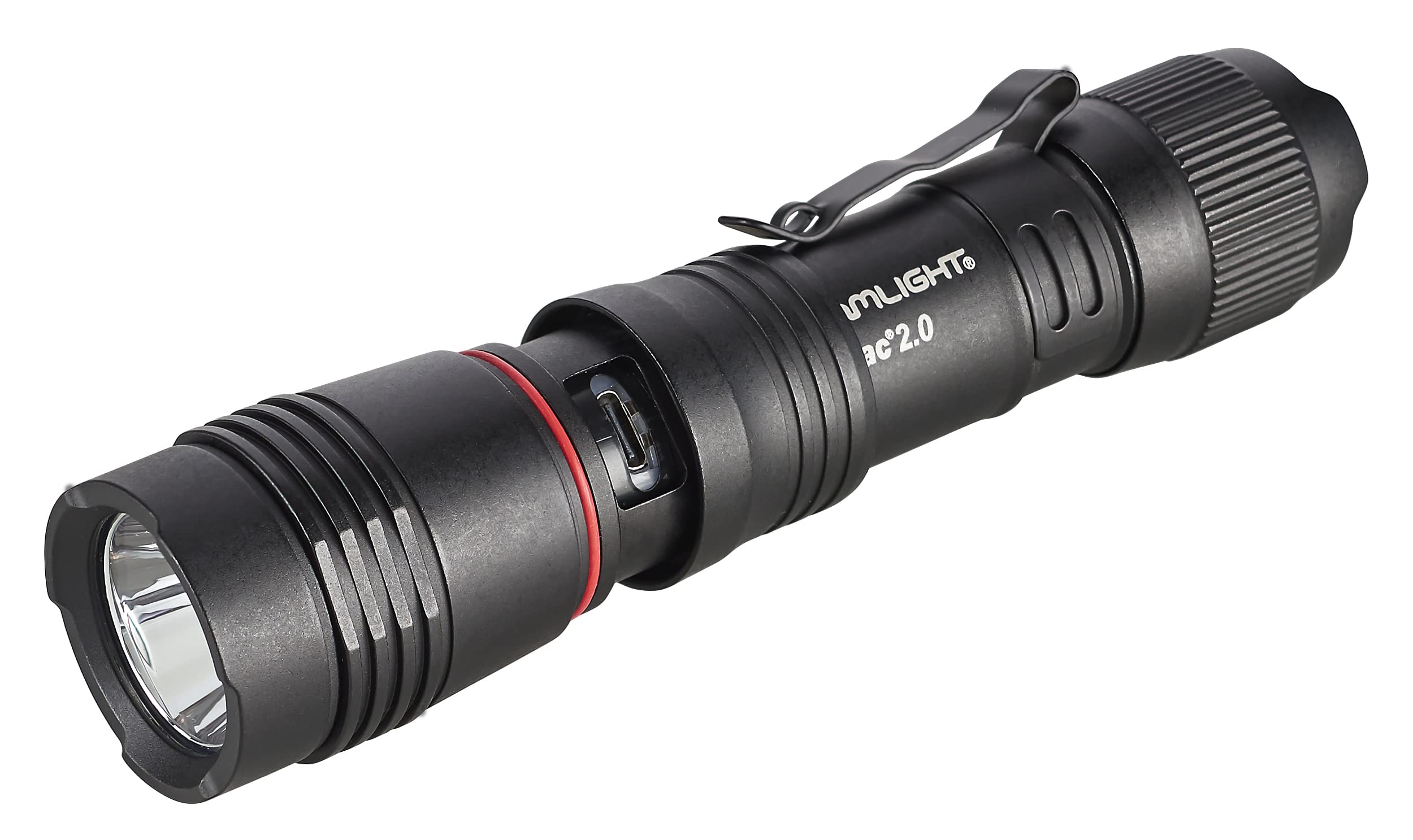 ProTac 2.0 Streamlight 2000-Lumen 17300-Candela Rechargeable Tactical LED Flashlight with USB C Cable, and Holster, Box, Black