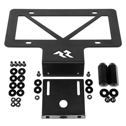 Rugged Ridge License Plate Relocation | Adjustable Black, Sturdy Steel, Satin | 11585.25 | Fits 2018-2025 Jeep Wrangler JL