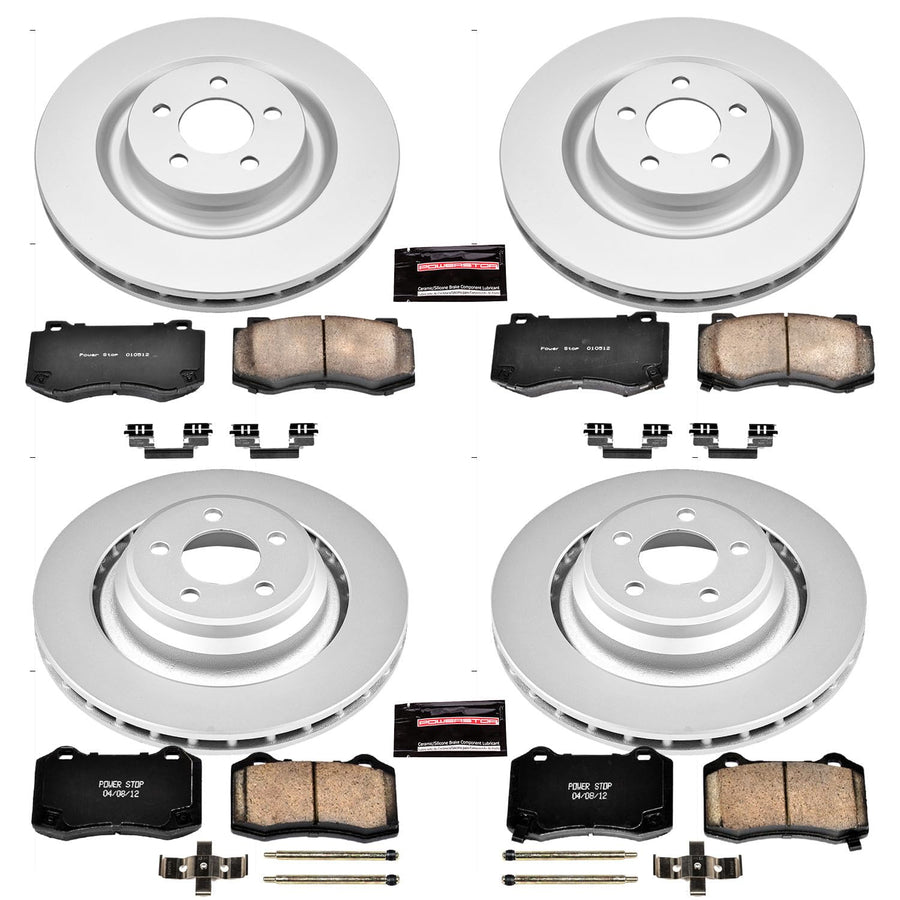 Power Stop CRK4023 Brake Rotor & Coated Ceramic Brake Pads- front & rear For Chrysler 300, Chrysler 300, Dodge Challenger, Dodge Charger, Dodge Charger, Dodge Magnum [Model Specific]