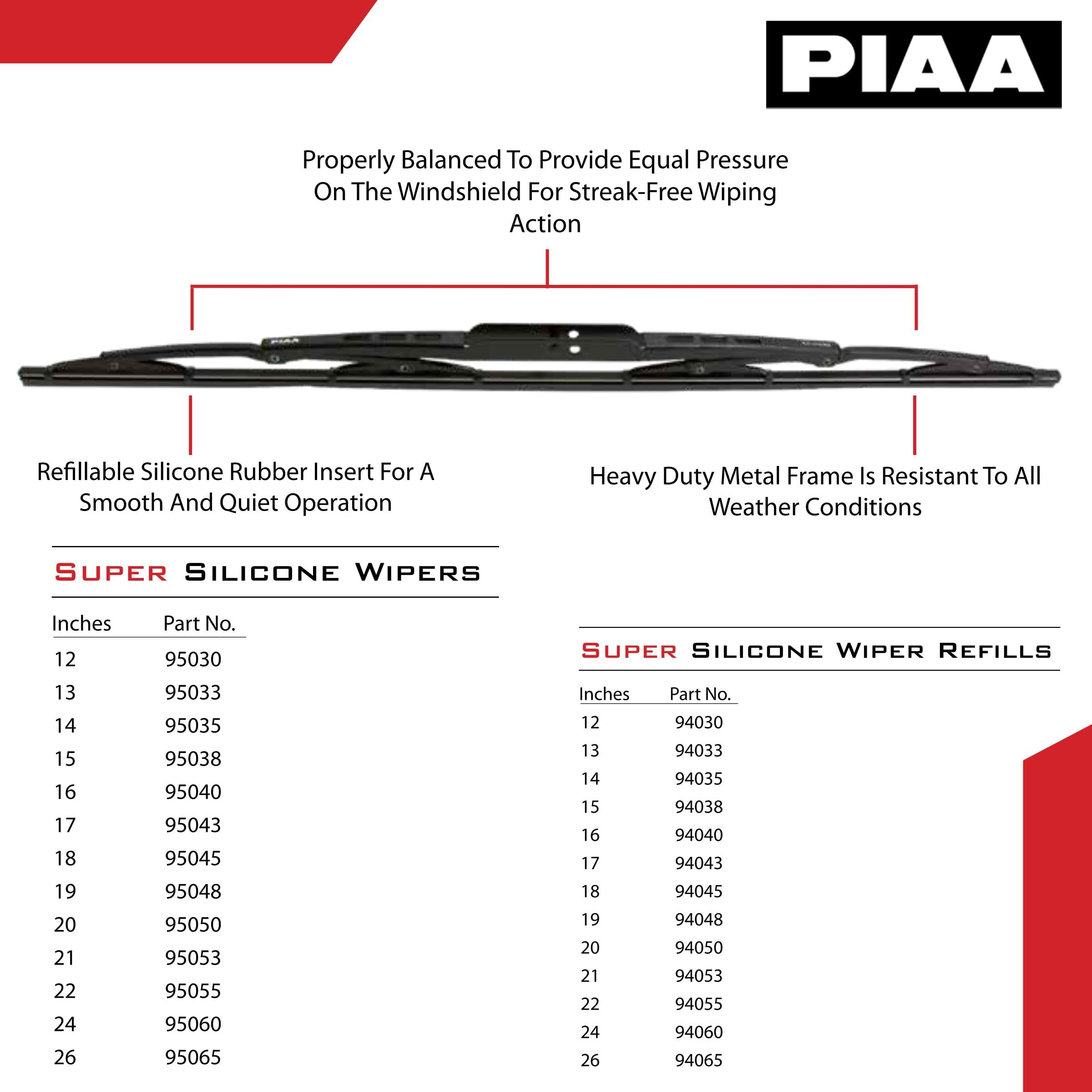 16" Piaa 95040 Super Silicone Wiper Blade - 400mm (Pack of 1)