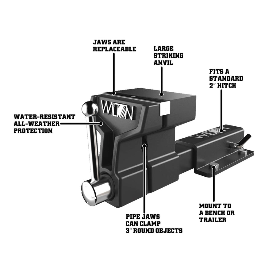 Wilton All-Terrain ATV Vise, 6" Jaw Width, 5-3/4" Max Jaw Opening, 5" Throat, 10" Riser (10900)