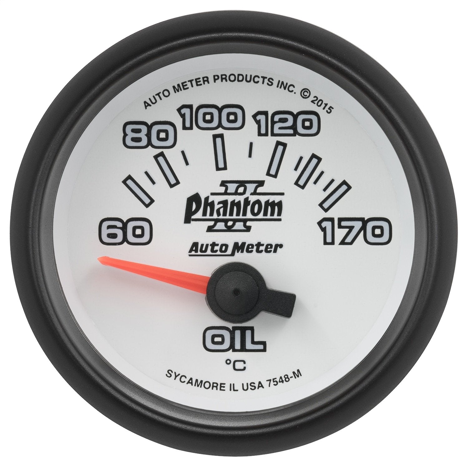 Gauge AutoMeter 7548-M Oil Temp (Phantom II 2 1/16", 60-170ºf, Electric, Phantom Ii)