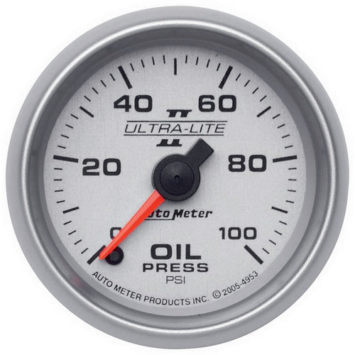 Auto Meter Ultra-Lite II 2-1/16" 0-100 PSI Full Sweep Electric Oil Pressure Gauge 4953