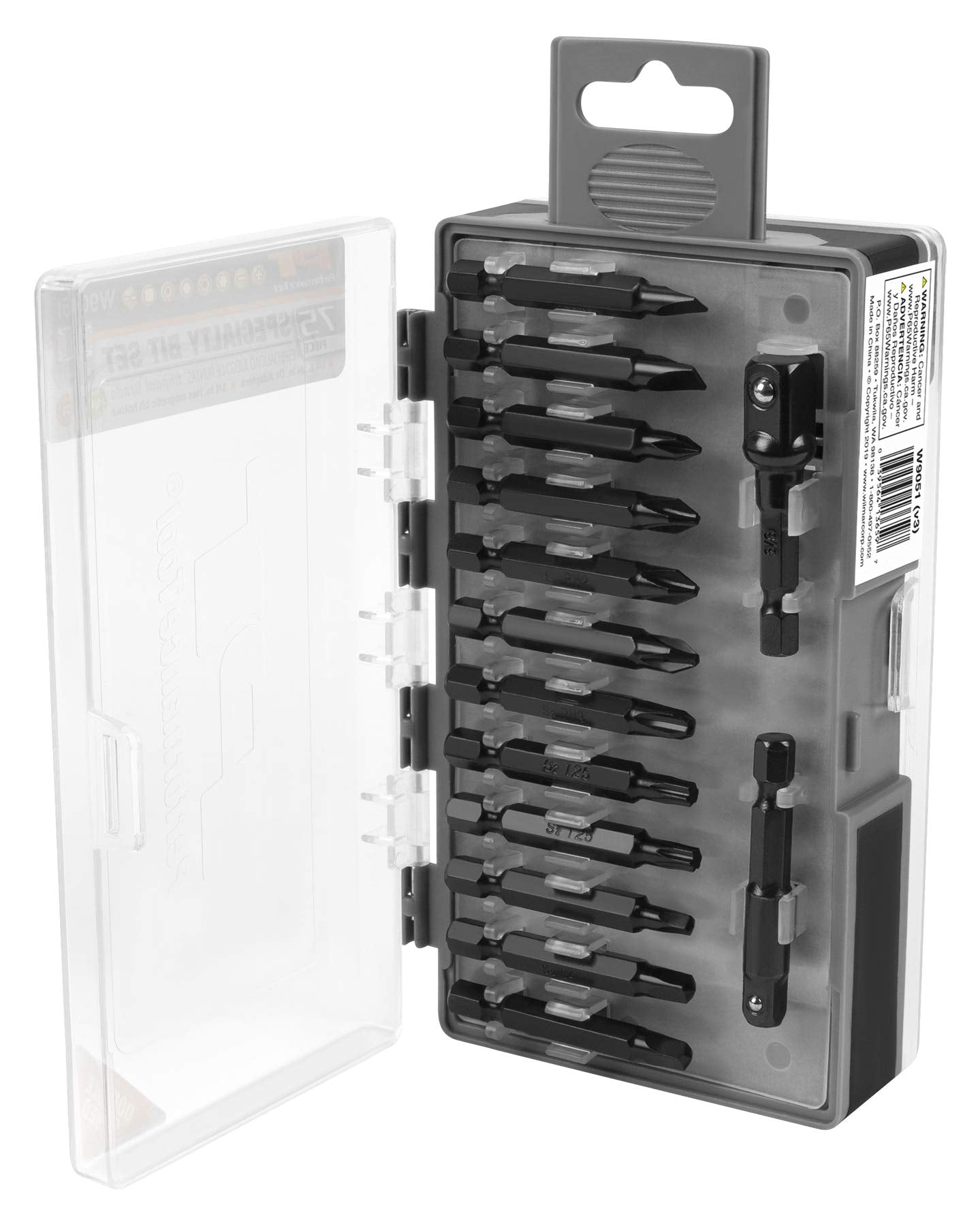 W9051 Performance Tool 75-Piece Specialty Bit Driver Set with Impact Grade S2 Steel and Tamper Resistant Fastener Styles in a Flip Case