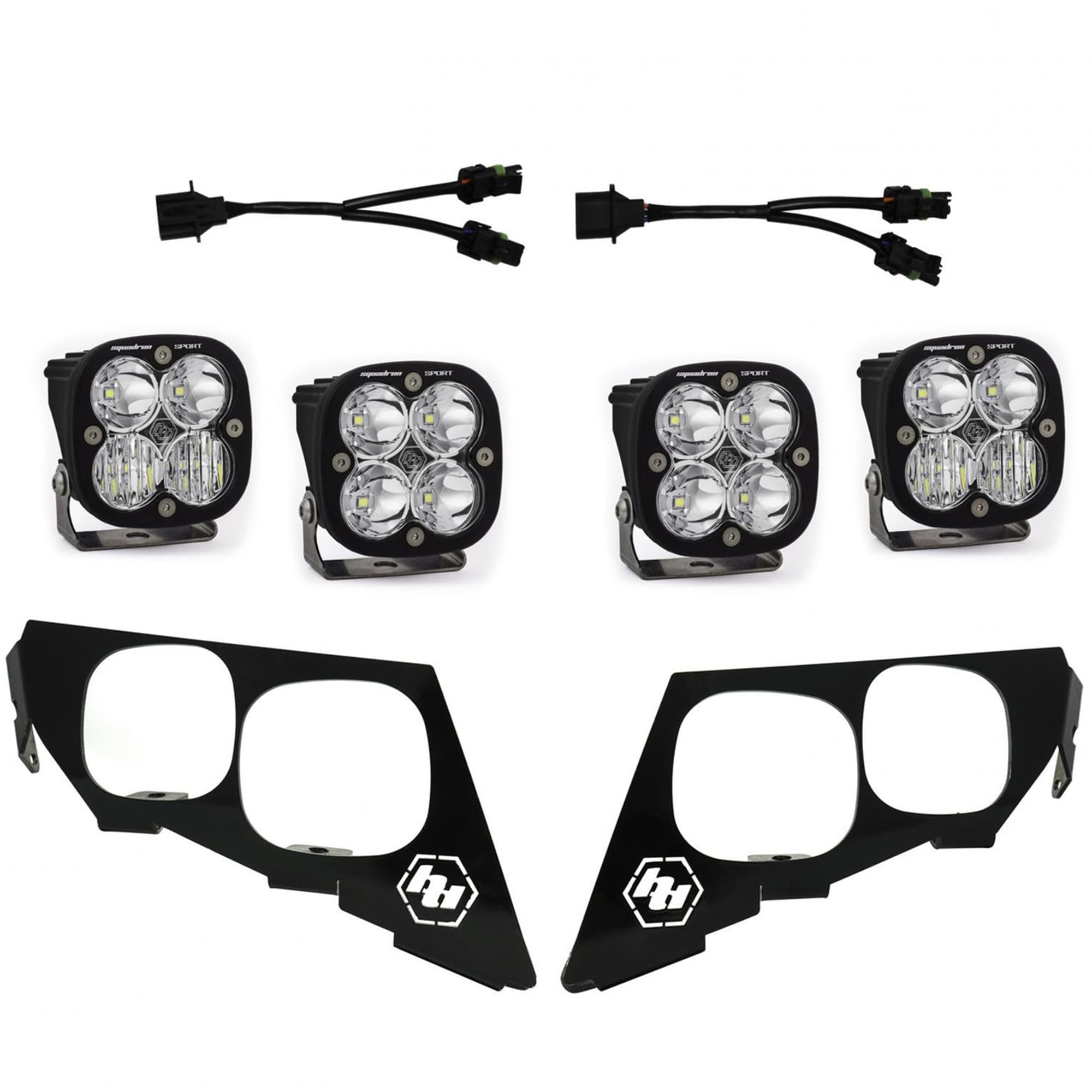 Baja Designs LED Headlight Kit Squadron Sport for Textron Wildcat XX UTV 2018-21 (Multi-Pattern; Clear)