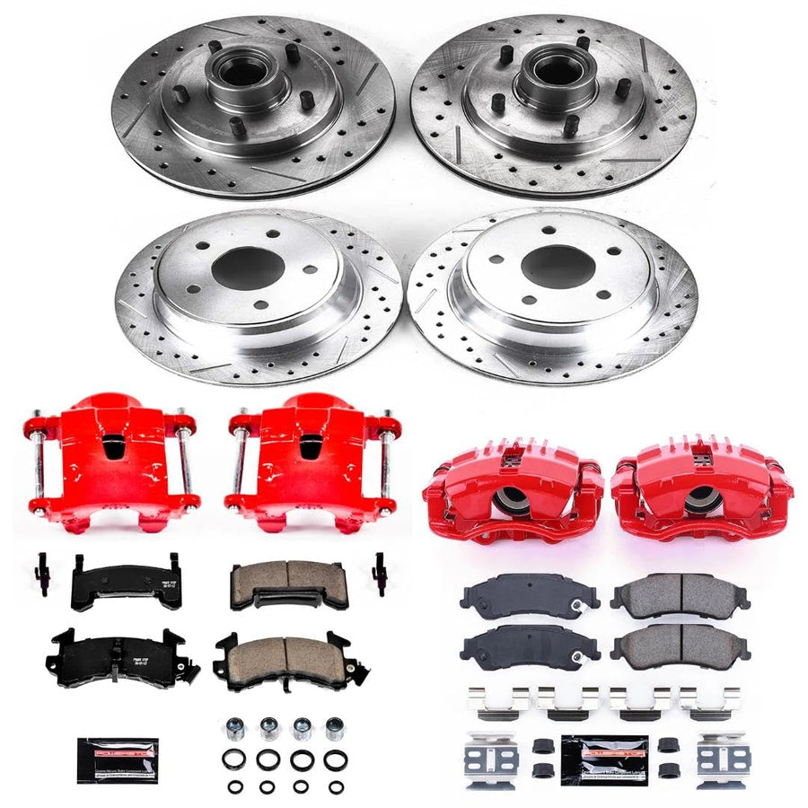 Power Stop Z23 KC7913 Evolution Front and Rear Caliper Kit-Drilled/Slotted Rotors, Carbon Ceramic Brake Pads & Calipers For Chevrolet S10 1998-2003, GMC Sonoma 2000-2003 [Model Specific]