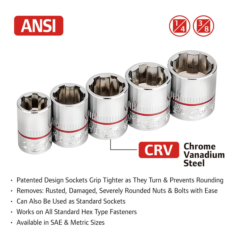 9 Pc. Ingersoll Rand Tech Solutions Non-Slip Socket Set - SAE- 752040