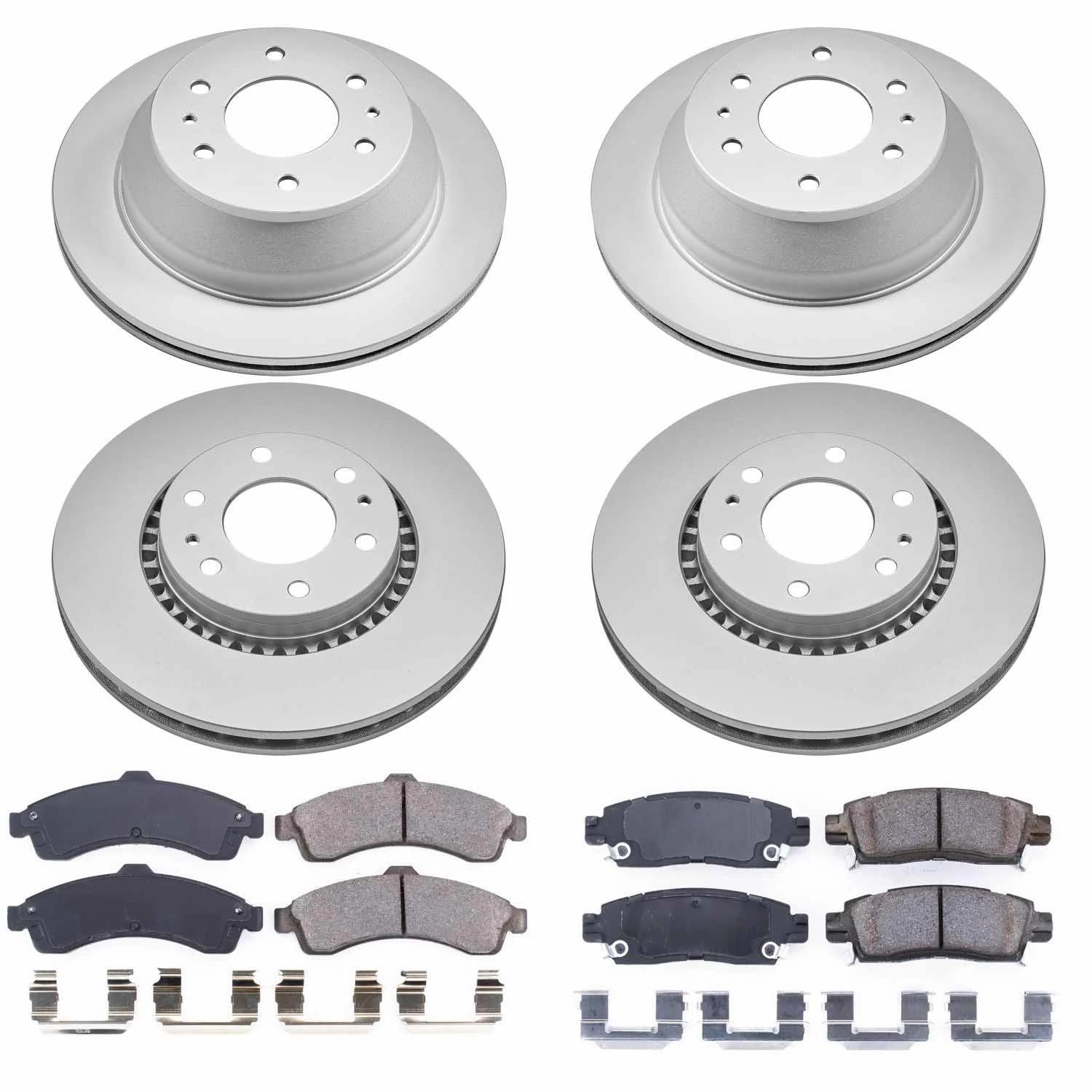 Power Stop CRK2062 Brake Rotor & Coated Ceramic Brake Pads- front & rear For Rainier, SSR, Trailblazer EXT, En, Envoy XL, Envoy XUV, Ascender, Saab [Model Specific]