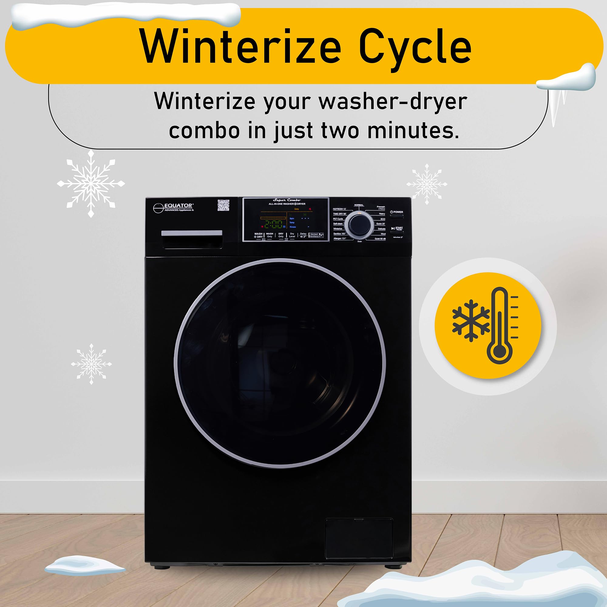 Equator Washer Dryer All-in-One VENTLESS/VENTED PET cycle 1.62cf/15lbs 110V