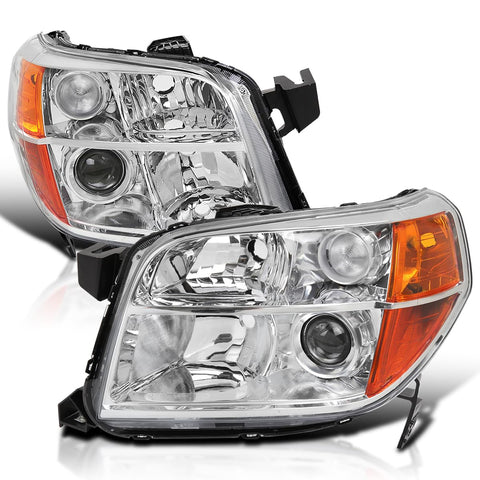 Chrome Projector Headlights SPEC-D TUNING Compatible with 2006-2008 Honda Pilot, Left + Right Pair Headlamps Assembly