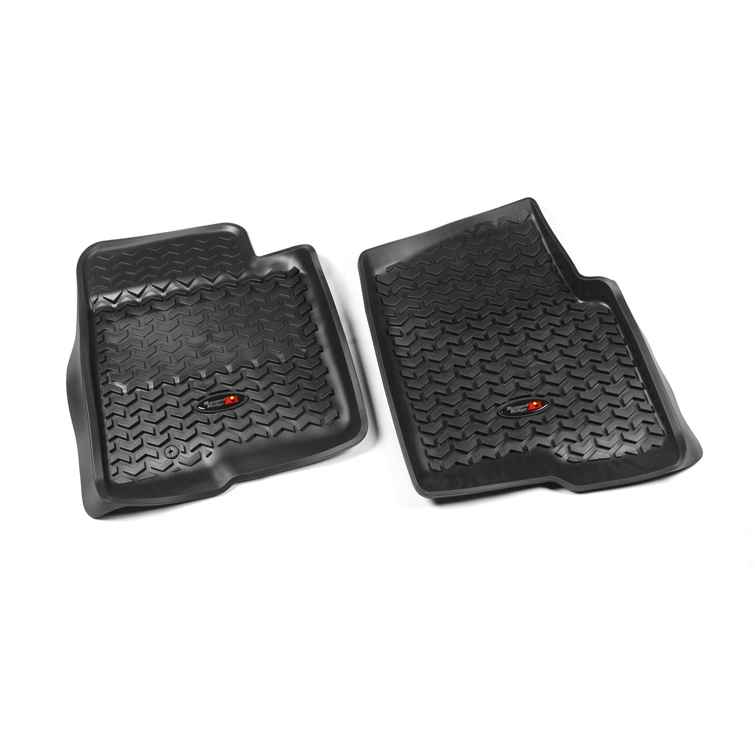Front Floor Liners Rugged Ridge for Ford F-150 | Pair, All-Terrain, Black | 82902.03 | Fits 2009-2010 Ford F-150 Raptor/Regular Cab/Extended Cab/SuperCrew Cab