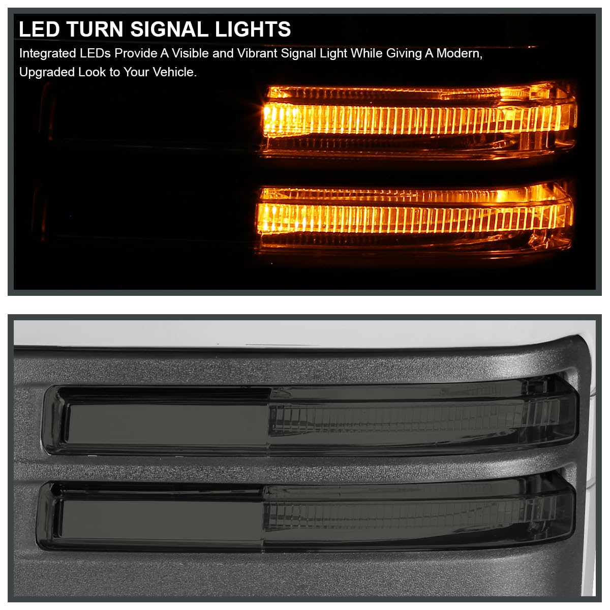 Spec-D Tuning Power Heated Chrome Trim Tow Mirrors w/Smoke LED Signal, Blind Spot Sensor, Temperature Sensor Compatible with 2019-2025 GMC Sierra 1500, Left + Right Pair