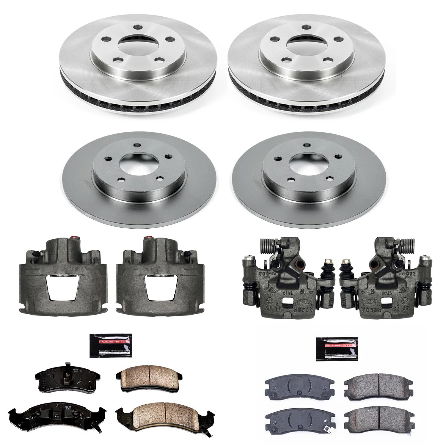 Power Stop KCOE2762 Autospeciality Front & Rear Brake Caliper Kit- Brake Rotors, Ceramic Brake Pads, Brake Calipers