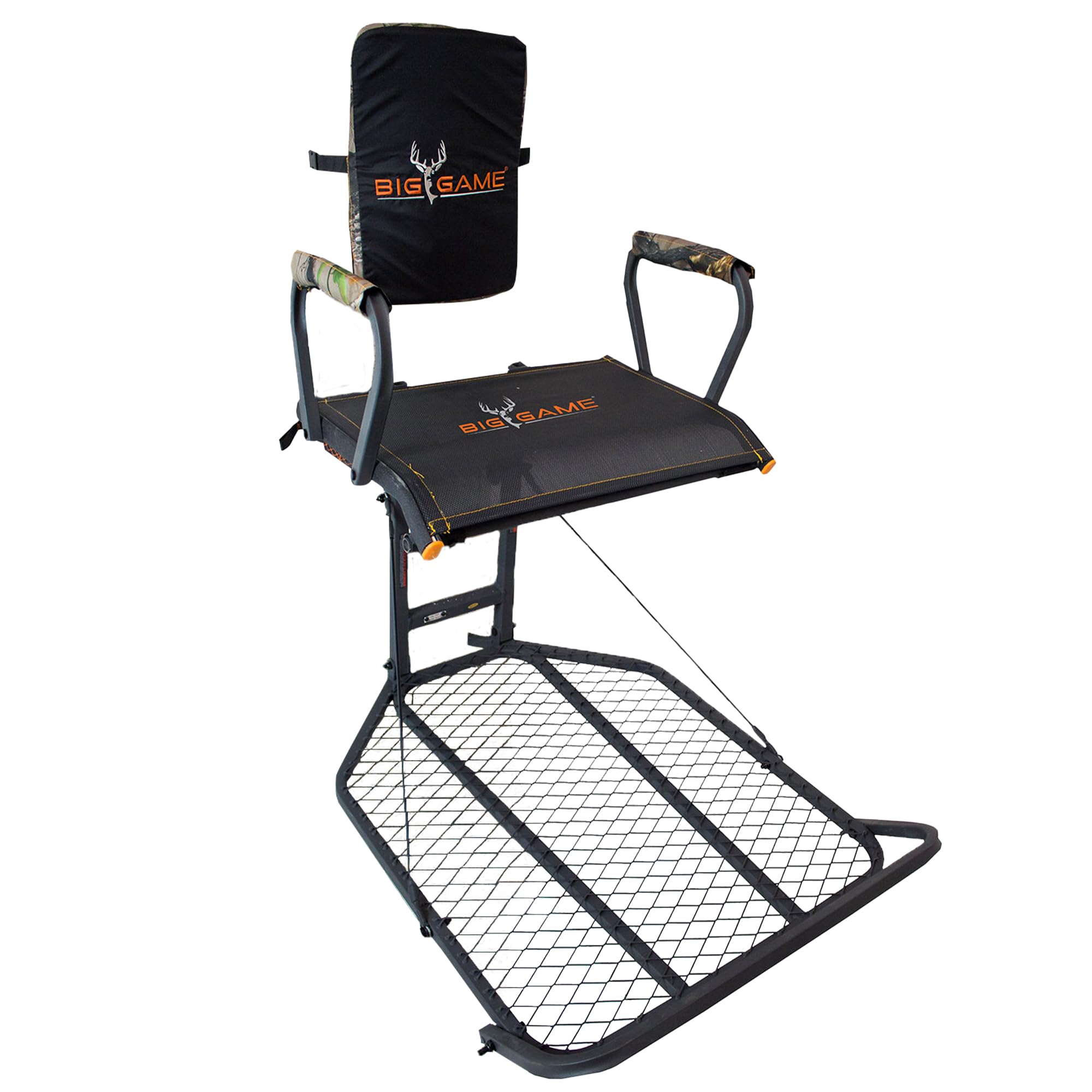Captain XC Big Game Hang-On Treestand, Lightweight Steel Construction w/Flip-Back Flex-Tek Seat, 300 lbs Weight Rating, 24"x30" Foot Platform