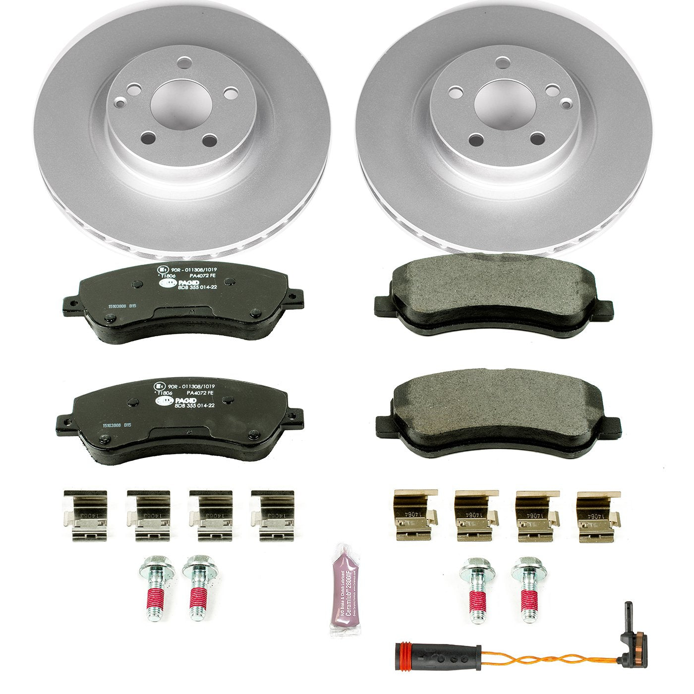 Power Stop ESK6603 Euro-Stop Front Brake Kit and 1 Front Sensor Wire For Mercedes-Benz GLK250 2013-2015, Mercedes-Benz GLK350 2010-2015 [Model Specific]