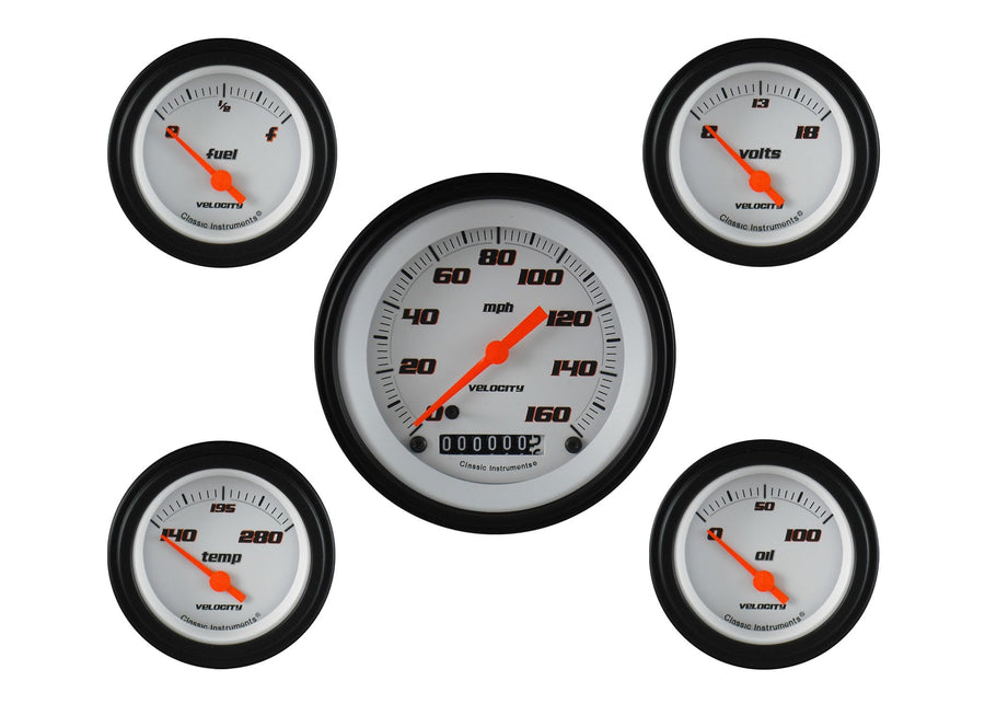 Velocity White Classic Instruments Five Gauge Set VS00WBLF