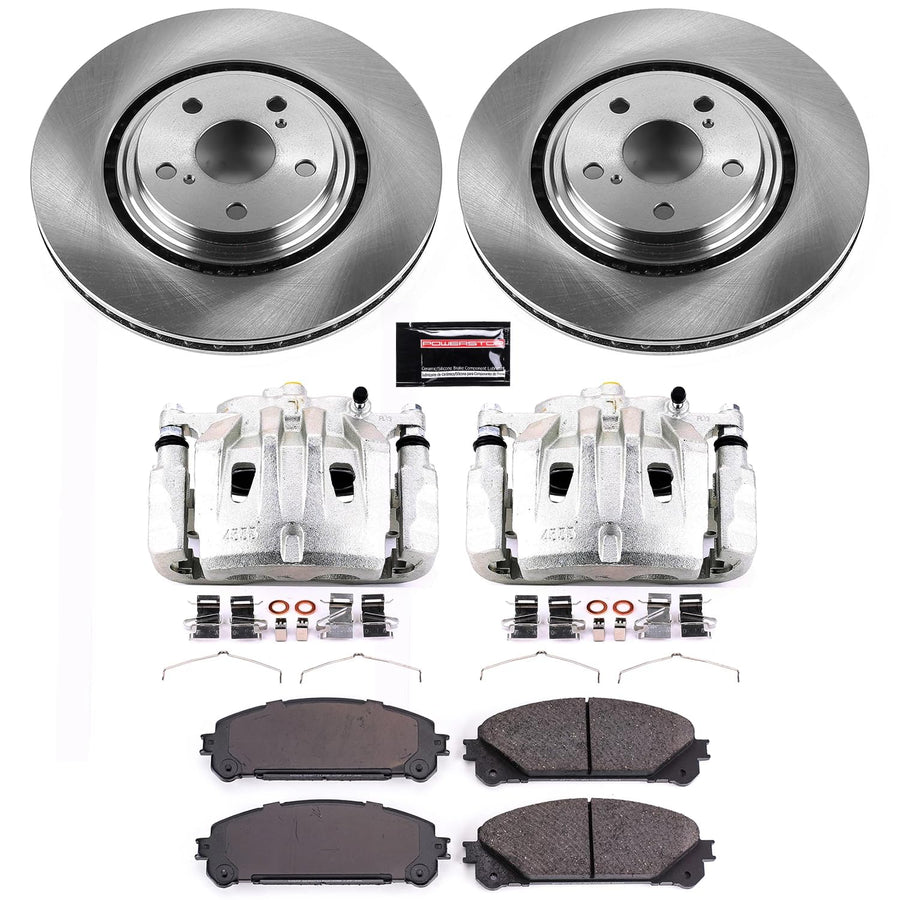 Power Stop KCOE4713 Stock Replacement Front Brake Kit with OE Calipers For Lexus NX200t, Lexus NX300, Lexus NX300h, Lexus RX350, Lexus RX450h, Toyota Highlander [Model Specific]