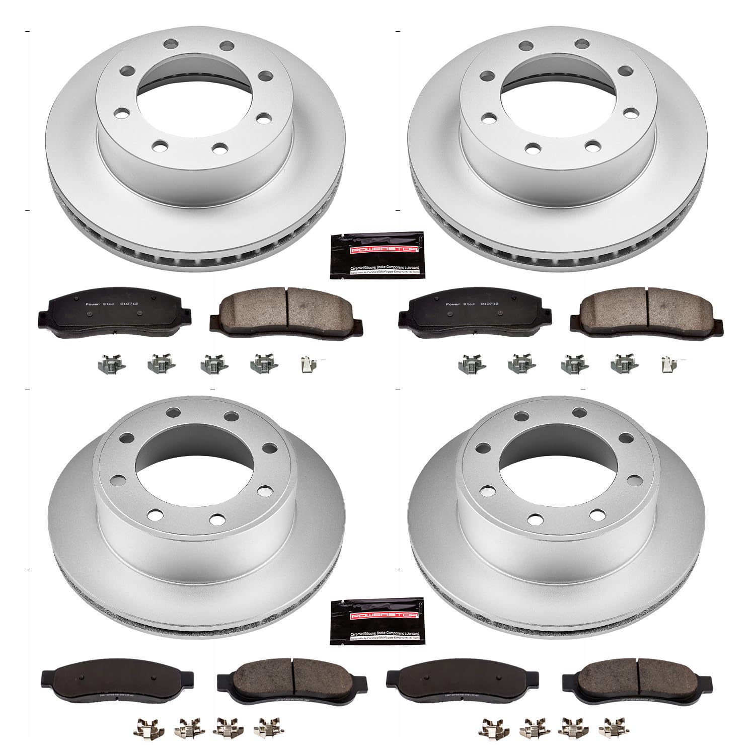 Power Stop CRK2895 Brake Rotor & Coated Ceramic Brake Pads- front & rear For Ford F-250 Super Duty 2007-2008, Ford F-350 Super Duty 2007-2010 [Model Specific]