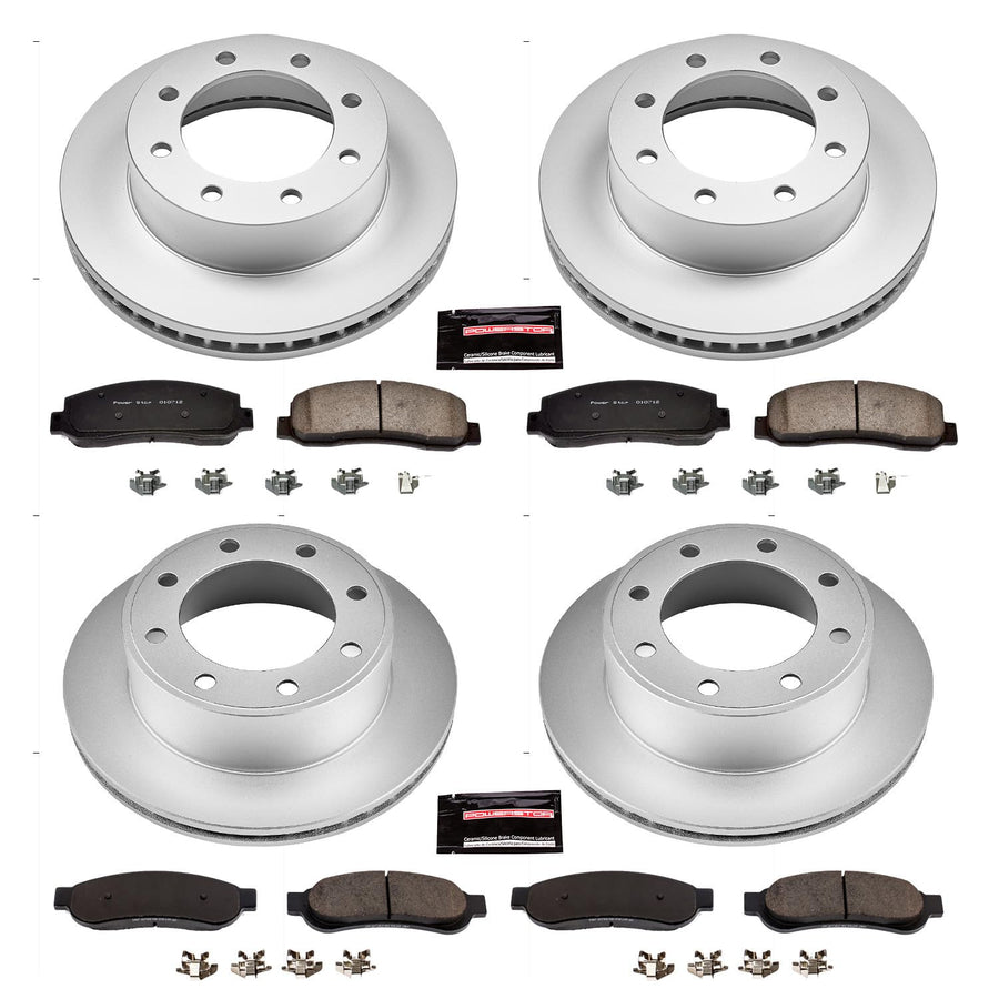 Power Stop CRK2895 Brake Rotor & Coated Ceramic Brake Pads- front & rear For Ford F-250 Super Duty 2007-2008, Ford F-350 Super Duty 2007-2010 [Model Specific]