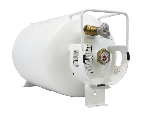 30lb Flame King YSN301HZL Steel Horizontal Propane Tank Cylinder for Fire Pit Tables, Patio Heaters, Barbeques, RVs, and Truck Campers, 30-Pound, White
