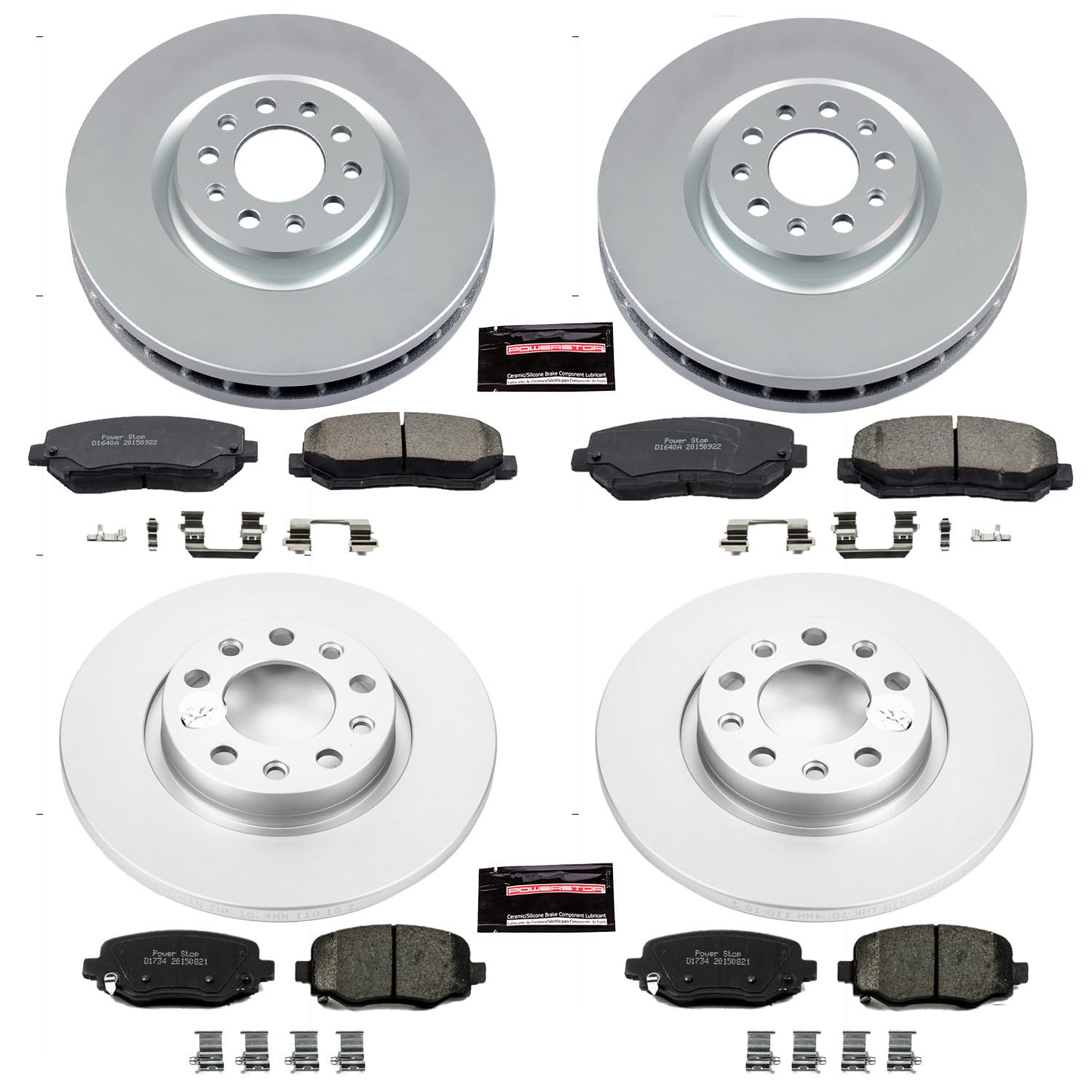 Power Stop CRK6539 Z17 Evolution Geomet Coated Brake Kit Front and Rear For 2015 2016 2017 Chrysler 200 | 2014-2021 Jeep Cherokee Single Piston Caliper Models