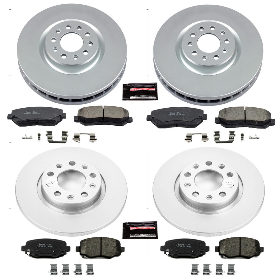 Power Stop CRK6539 Z17 Evolution Geomet Coated Brake Kit Front and Rear For 2015 2016 2017 Chrysler 200 | 2014-2021 Jeep Cherokee Single Piston Caliper Models