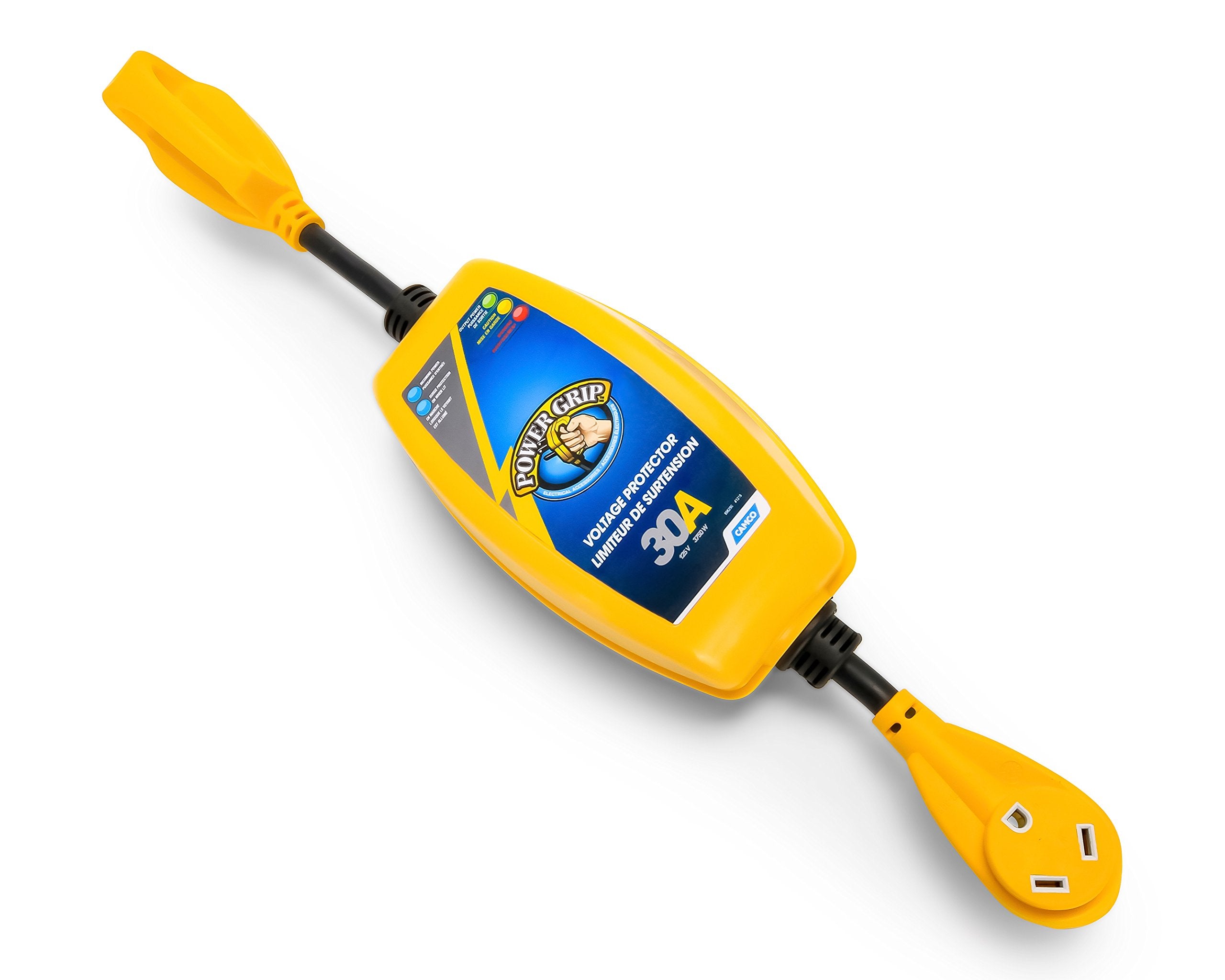 30-Amp Camco Power Grip RV Voltage Protector - Features Integrated Surge Protection of Up to 2,800 Joules & Diagnostic LEDs Indicate Wiring Faults (55301)