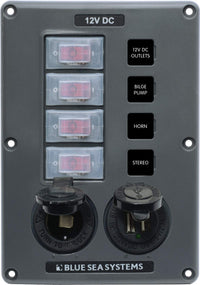 Circuit Breaker Switch Panel Blue Sea Systems 4321, Black , Gray