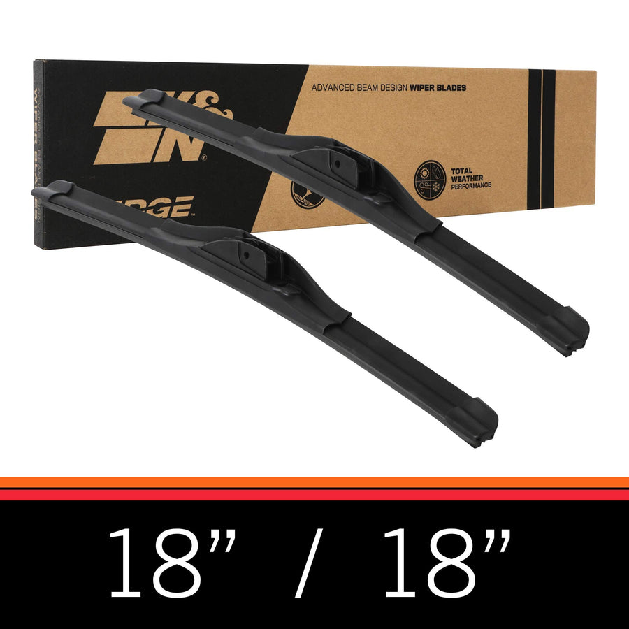 Wiper Blades K&N EDGE: All Weather Performance, Superior Windshield Contact, Streak-Free Wipe Technology: 18" (Pack of 2)