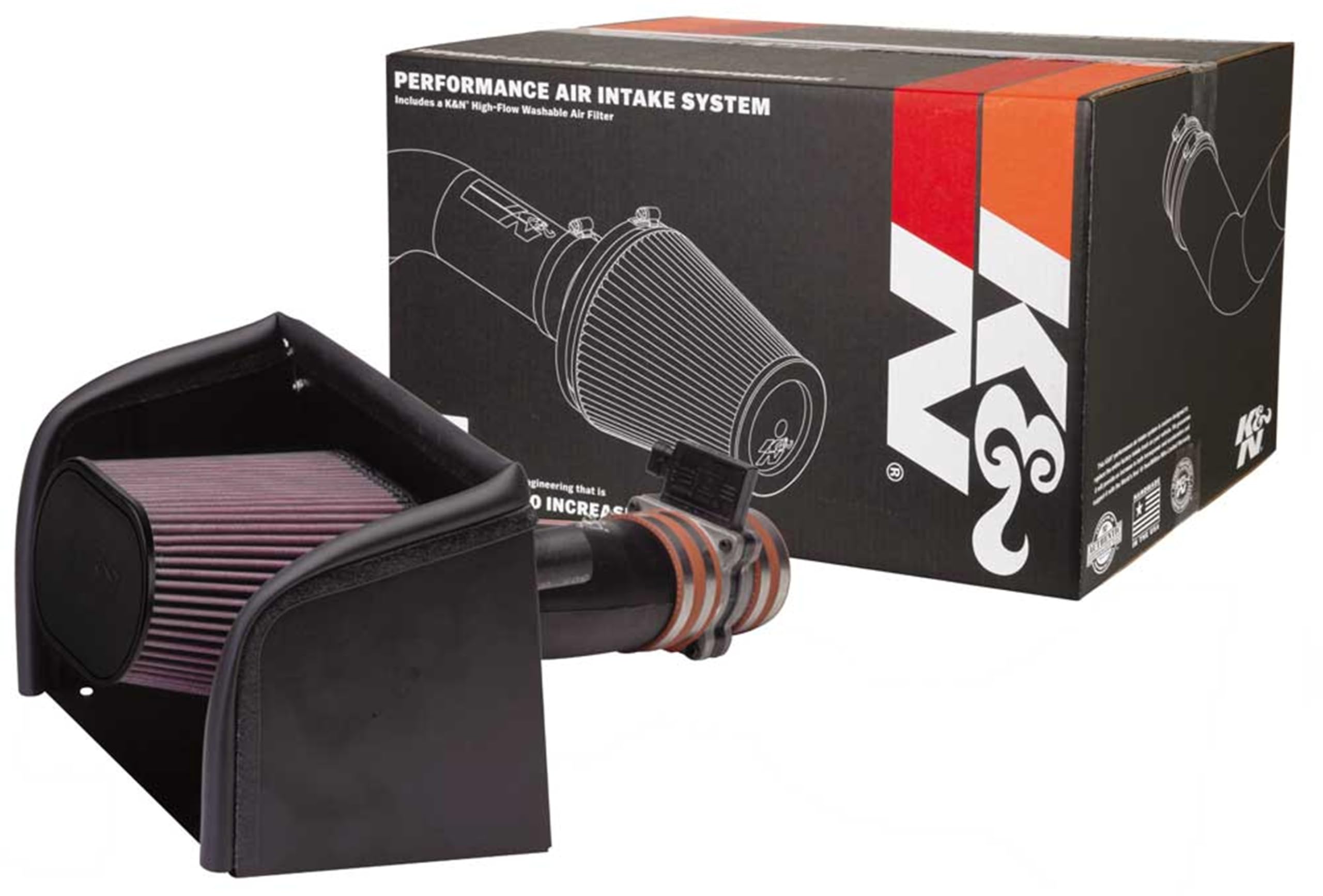 Cold Air Intake System K&N: High-Flow Air Filter, Increase Performance & Towing: Compatible with 1996-2000 Chevrolet/GMC: C2500, K2500, C3500, K3500, 57-3016-1