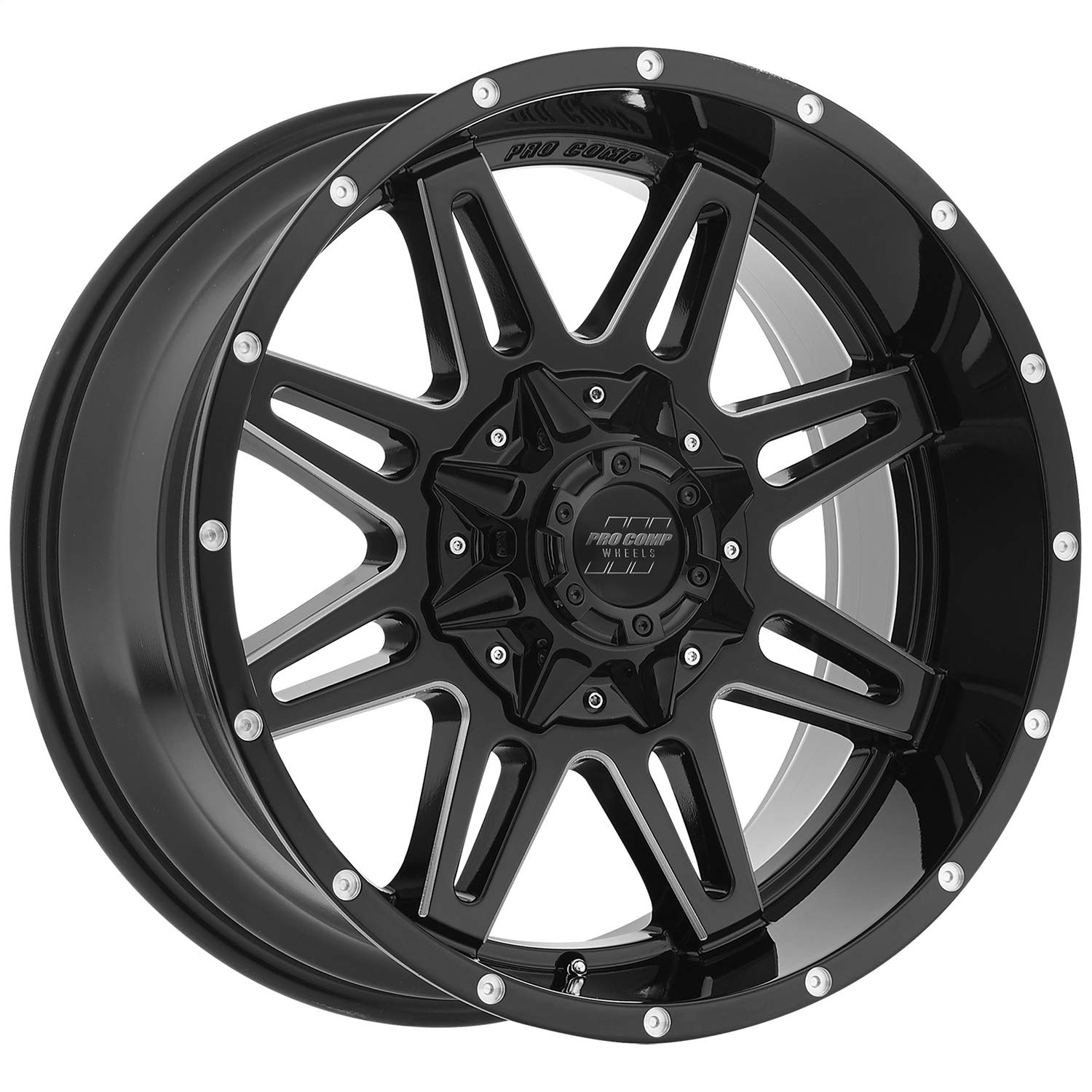 Xtreme Alloys Pro Comp Wheels 8142-29570 Gloss Black/Machined Finish Size 20x9 Bolt Pattern 8x170mm Back Space 4.75 in. Offset -6 Max Load 3650