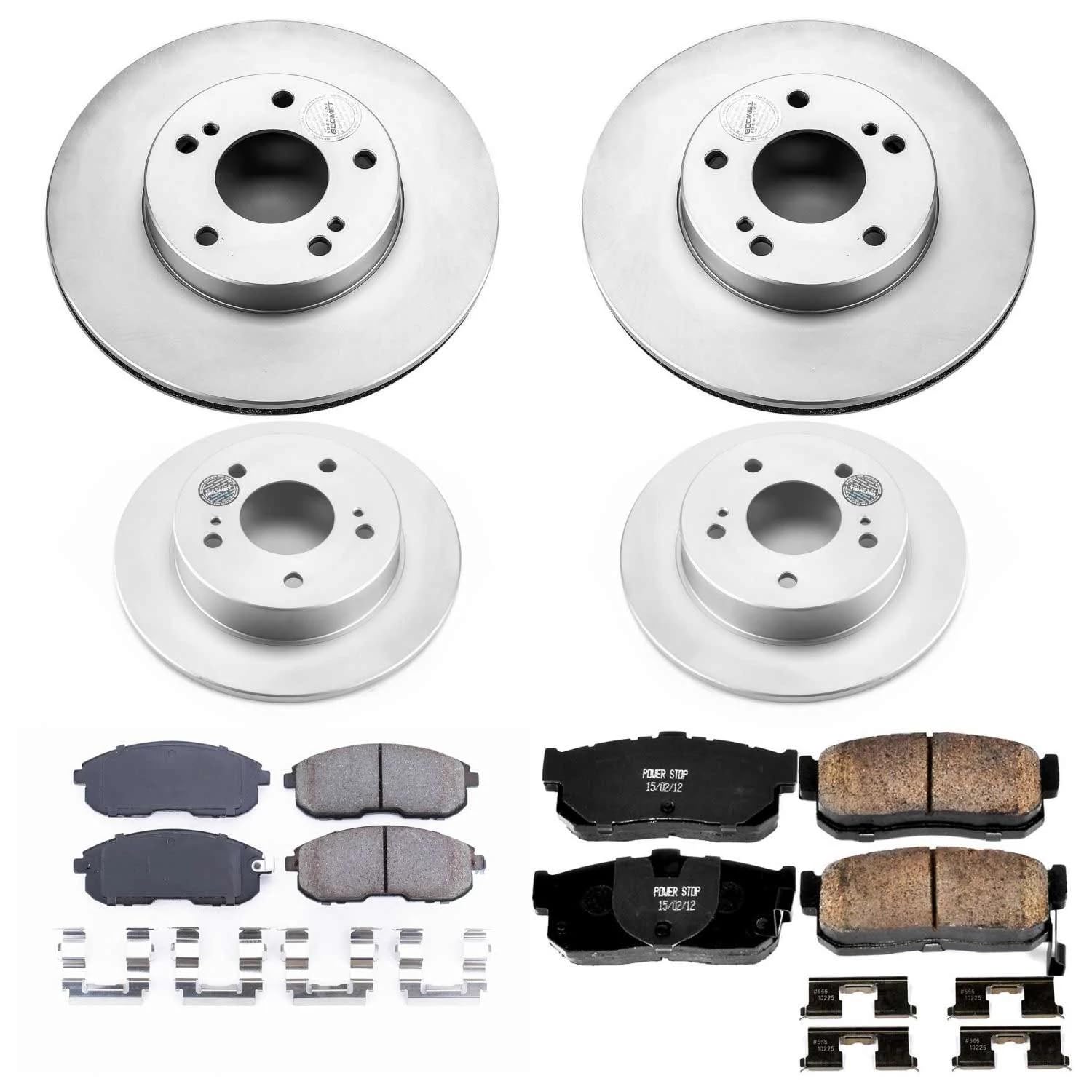Power Stop Front and Rear CRK2780 Coated Brake Rotors and Z17 Ceramic Brake Pads Kit For Hyundai Ioniq 2017-2022 | Kia Niro 2017-2022 [Vehicle Specific]