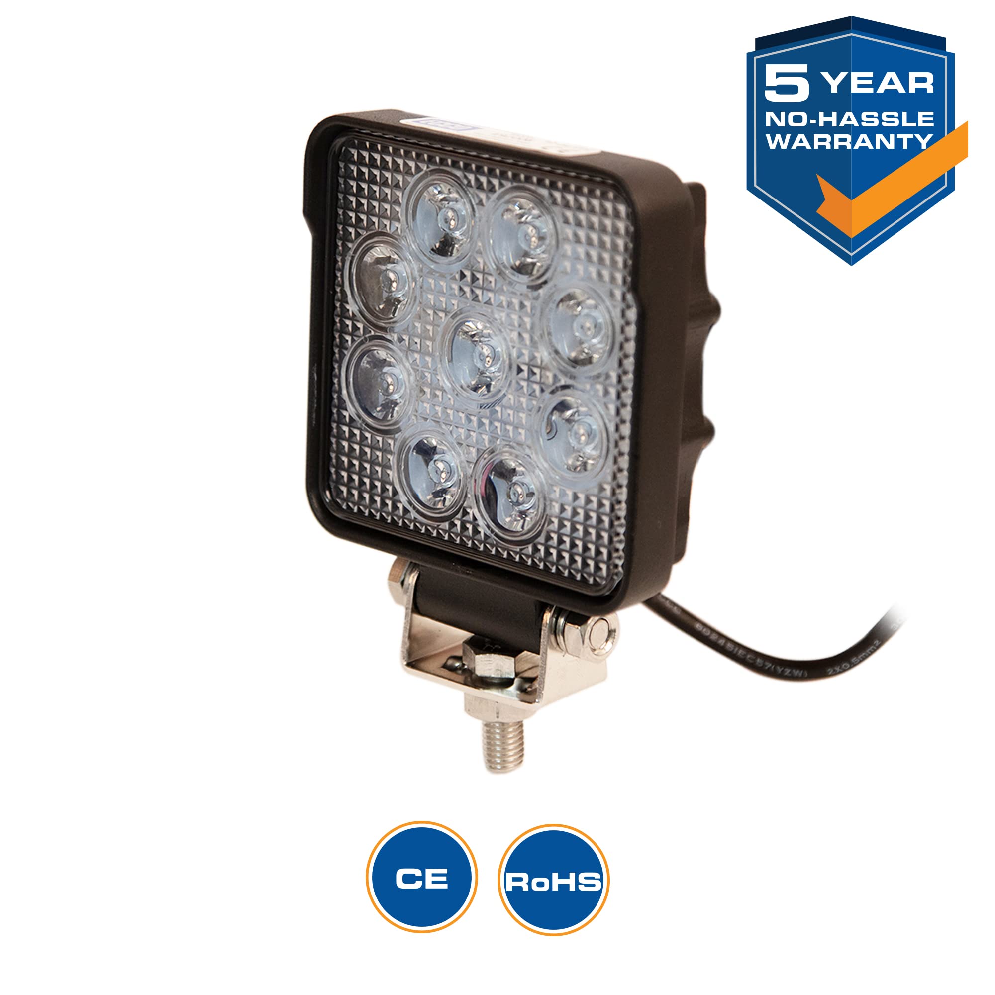Flood Light ECCO E92006 9 Led, Flood Beam, Square, 1 Bolt Mount, 12 24 Volt