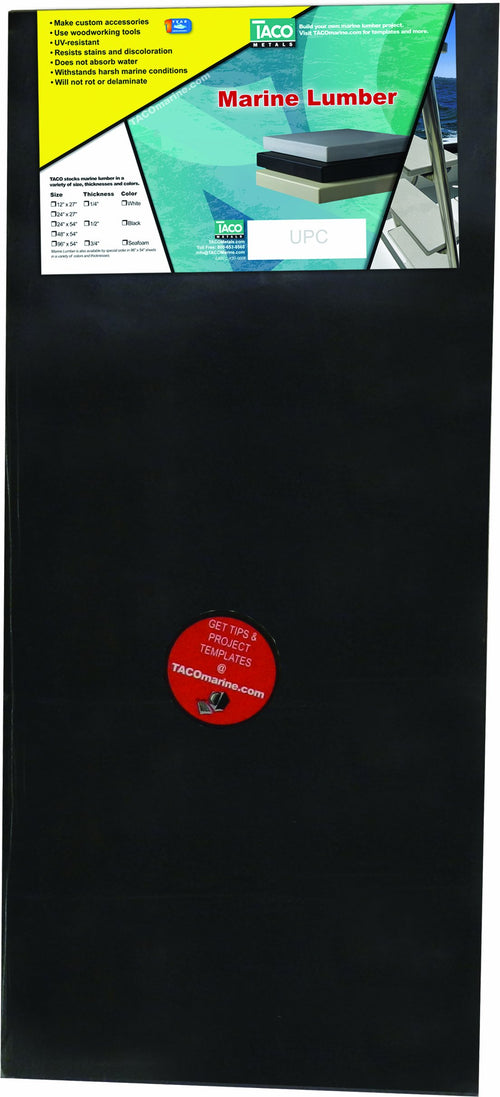 Marine Taco Metals Lumber Sheet, 24 x 54 x 1/2-Inch, Black