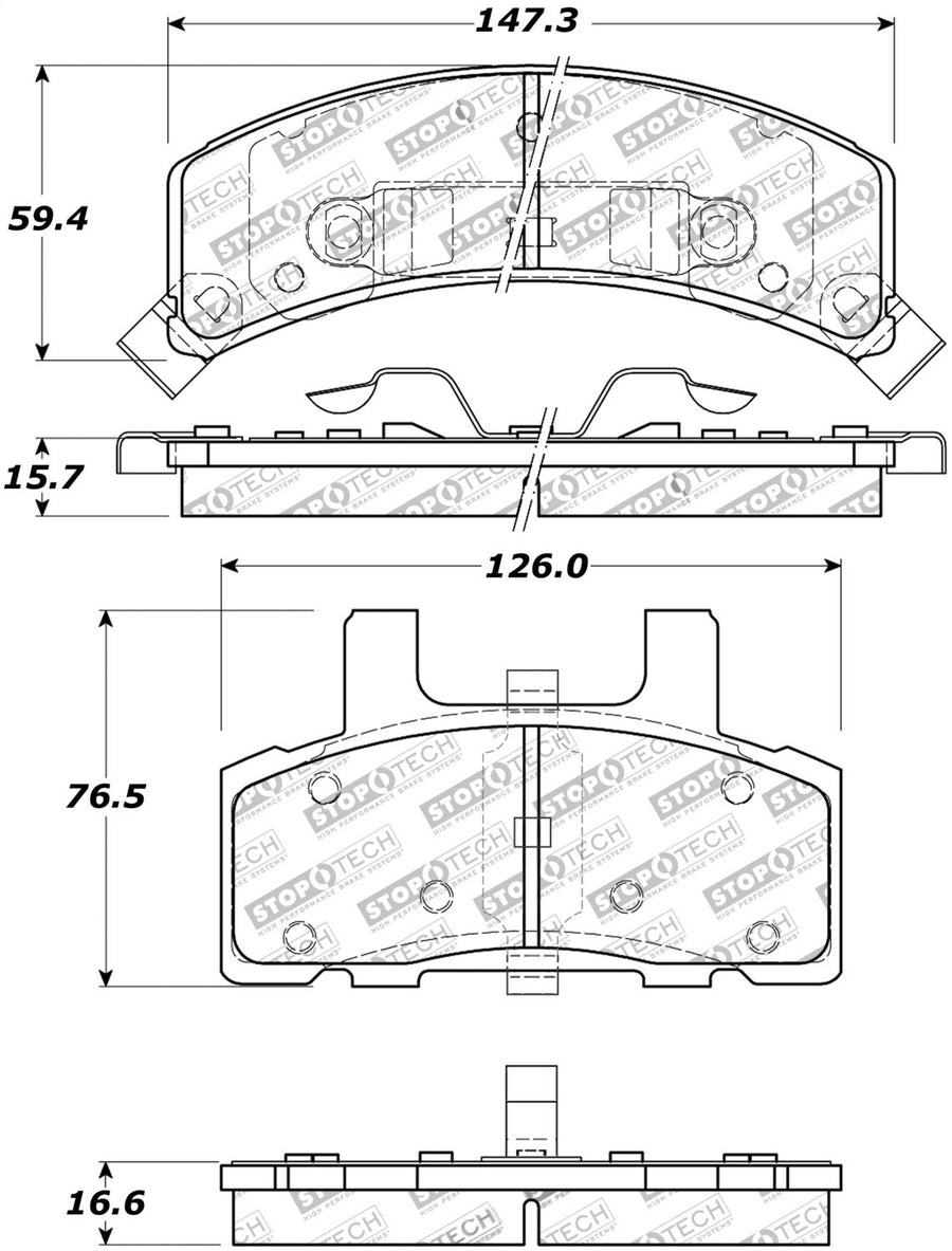 Front StopTech 308.03690 Brake Pads with Shims and Hardware Street