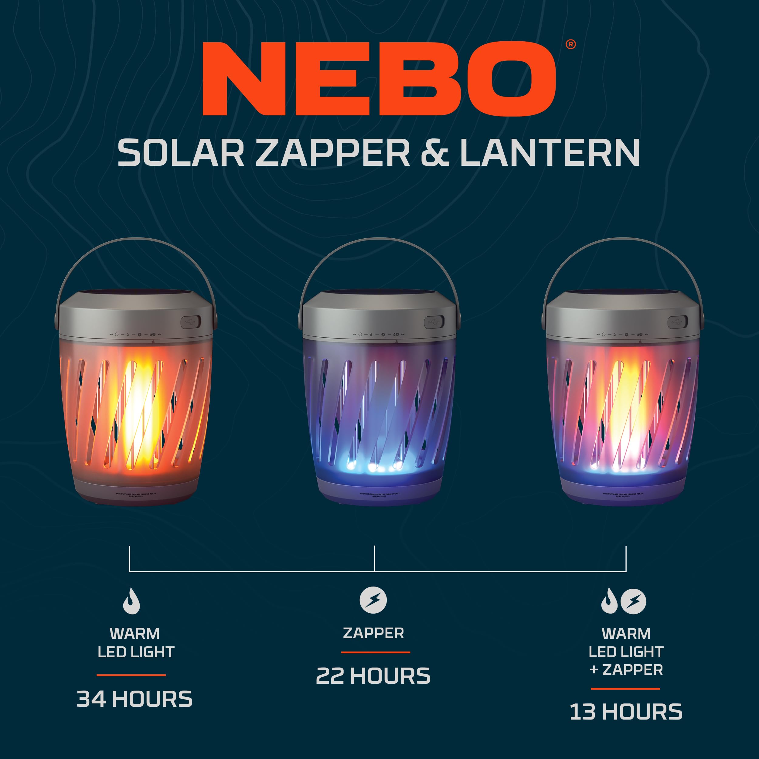 NEBO Zapper & Solar Lantern | Portable, Warm Light for Outdoor & Indoor Use, Insect Killing Electric, Solar Powered & USB-C Rechargeable Battery, Perfect for Bugs like Mosquitos, Flies & Gnats