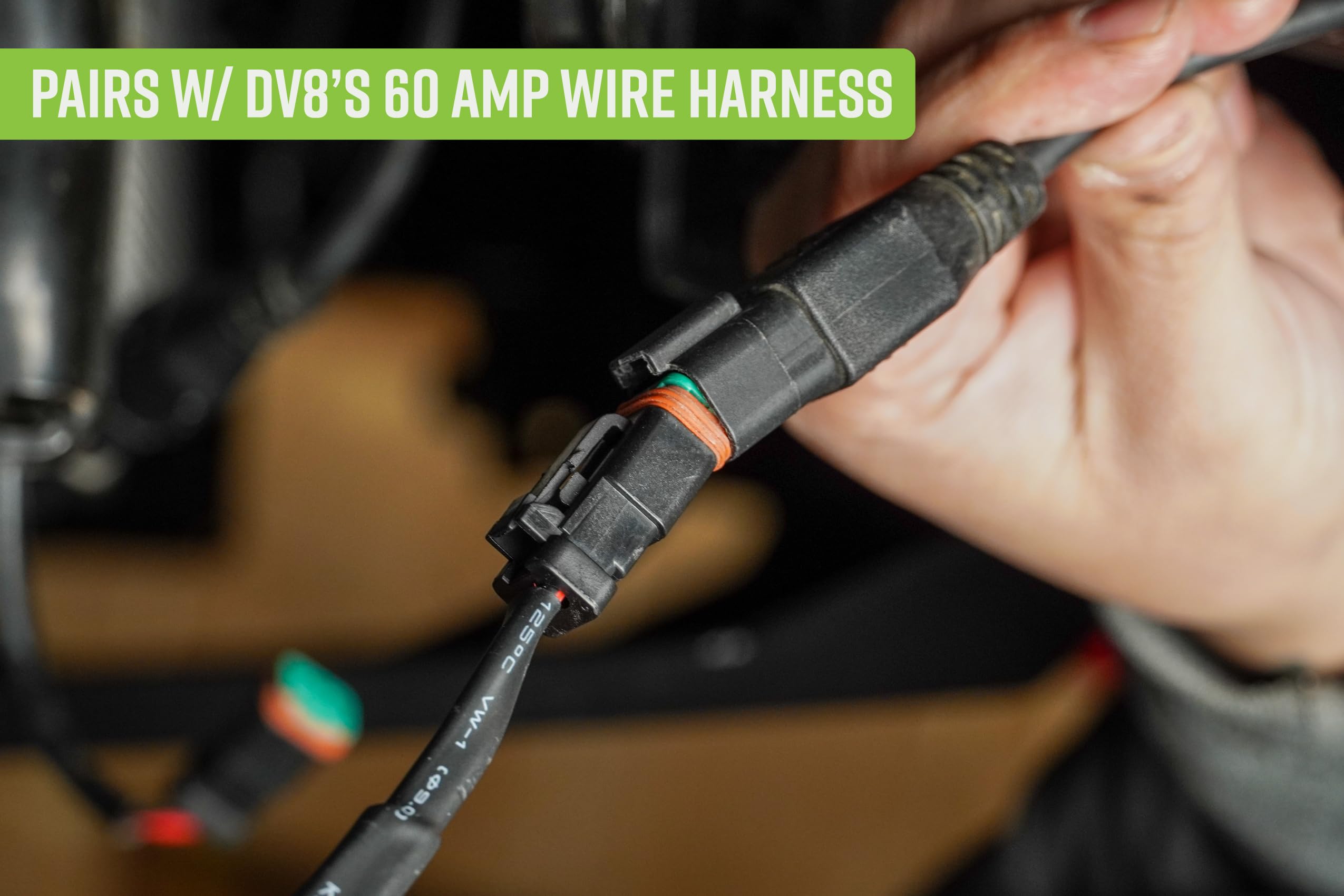 4-Way DV8 Offroad 1-DTP to 4-DTP Plug Harness | (4) 3ft DT Connectors | Runs DV8 Light Configurations | Weathertight DT Connectors/Wire Connections | 16 AWG Wiring | Pairs w/ DV8's 60 AMP Wire Harness
