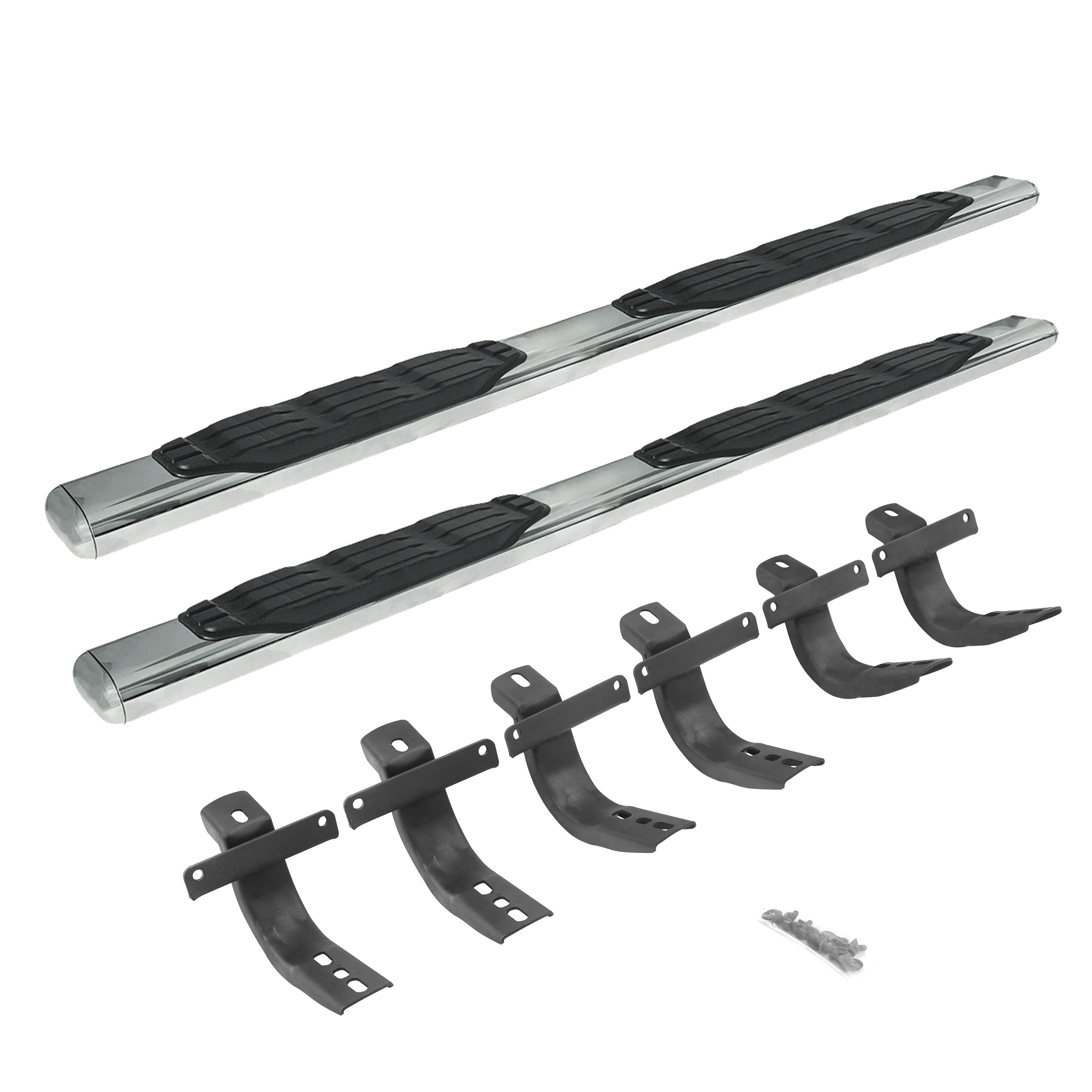 5" Oval Go Rhino 1000 Series Sidesteps & Brackets | Stainless Steel, Polished | 105412973PS | Fits 2021-2025 Ford Bronco 4-Door (Excludes Bronco Sport)