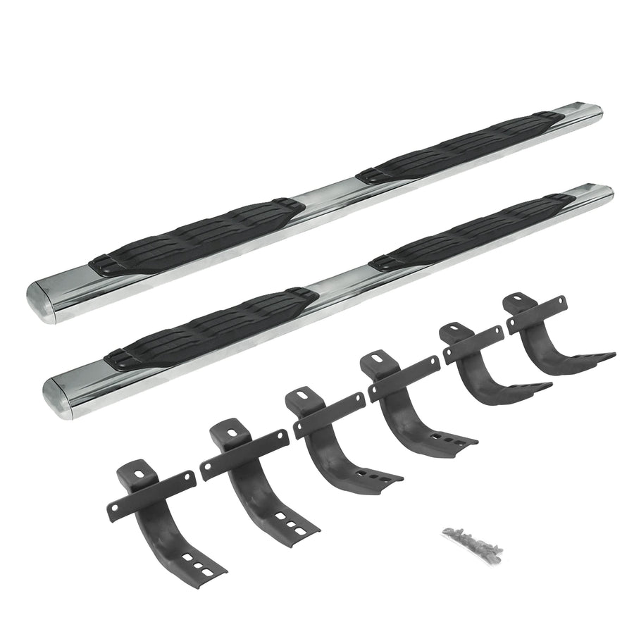 5" Oval Go Rhino 1000 Series Sidesteps & Brackets | Stainless Steel, Polished | 105412973PS | Fits 2021-2025 Ford Bronco 4-Door (Excludes Bronco Sport)