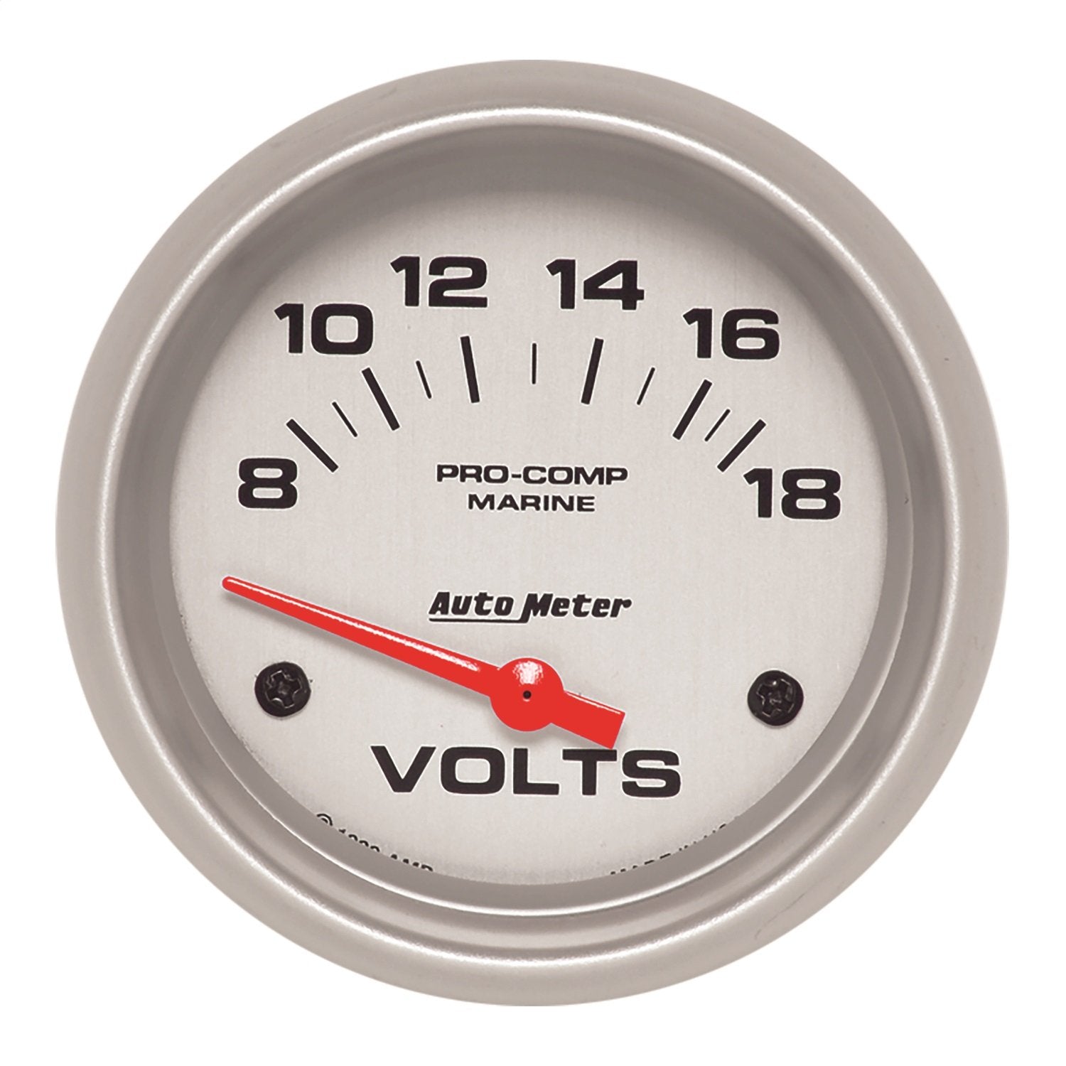 Auto Meter Ultra-Lite Gauge, 200757-33 Voltmeter, 2 5/8", 18V, Electric, Marine Silver