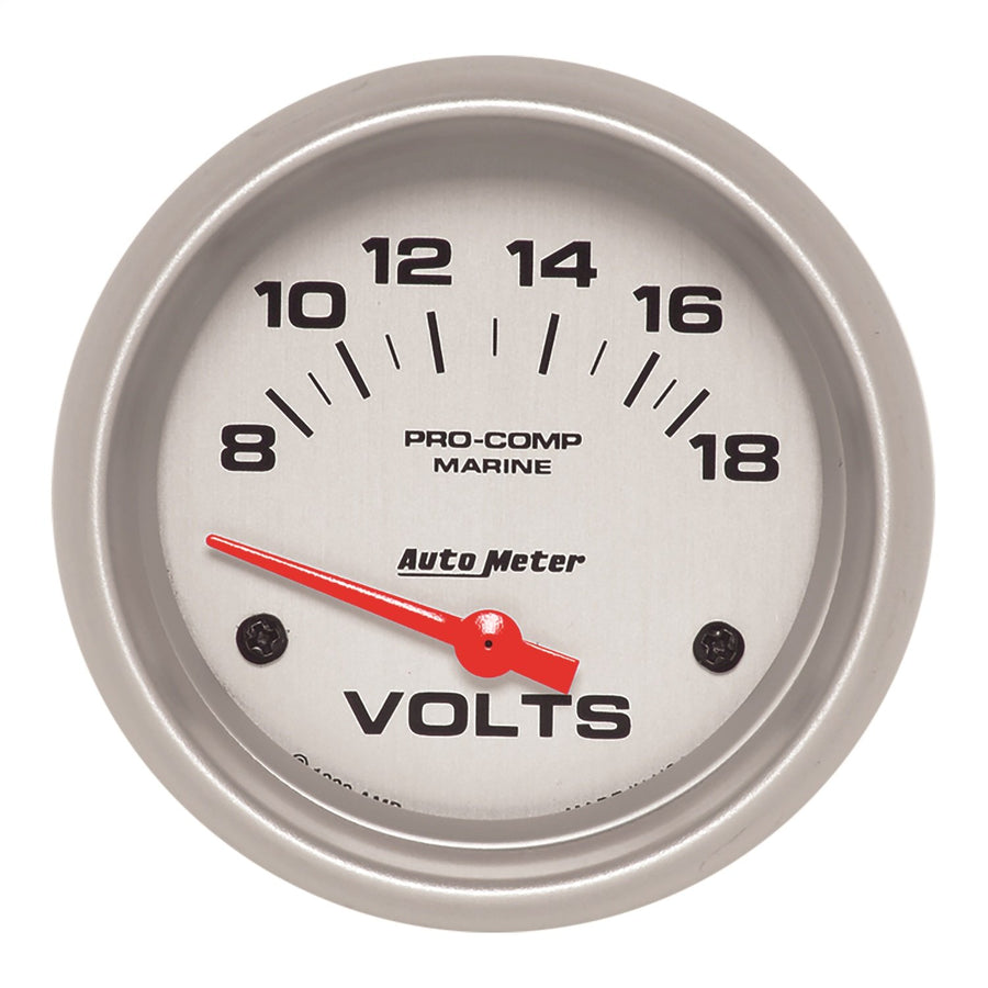 Auto Meter Ultra-Lite Gauge, 200757-33 Voltmeter, 2 5/8", 18V, Electric, Marine Silver