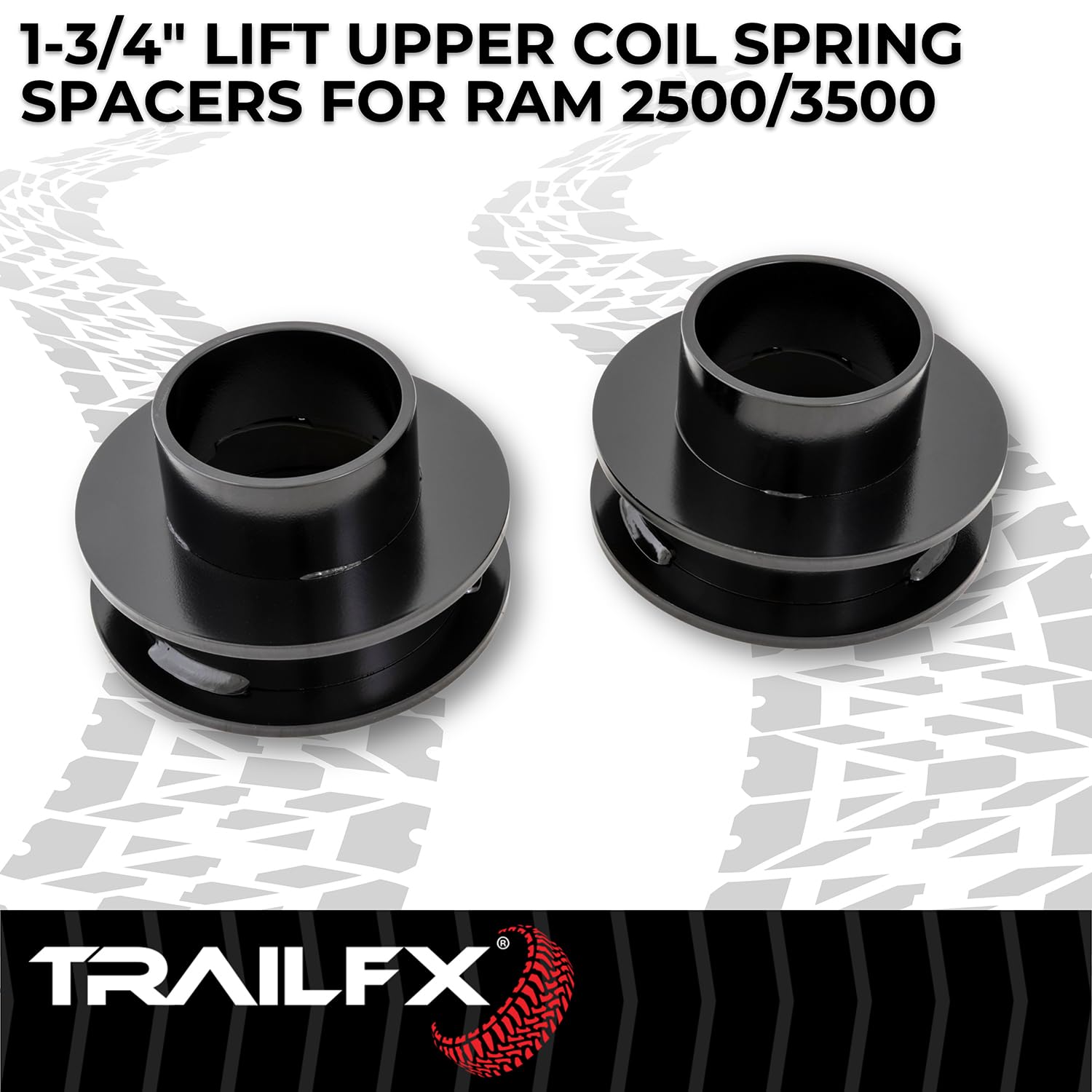 Trail FX Suspension Leveling Kit D17LL1, 1-3/4 Inch Lift, Upper Coil Spring Spacers, Steel, With Spacers And Installation Hardware, Fits 2013-2018 Ram 2500/3500